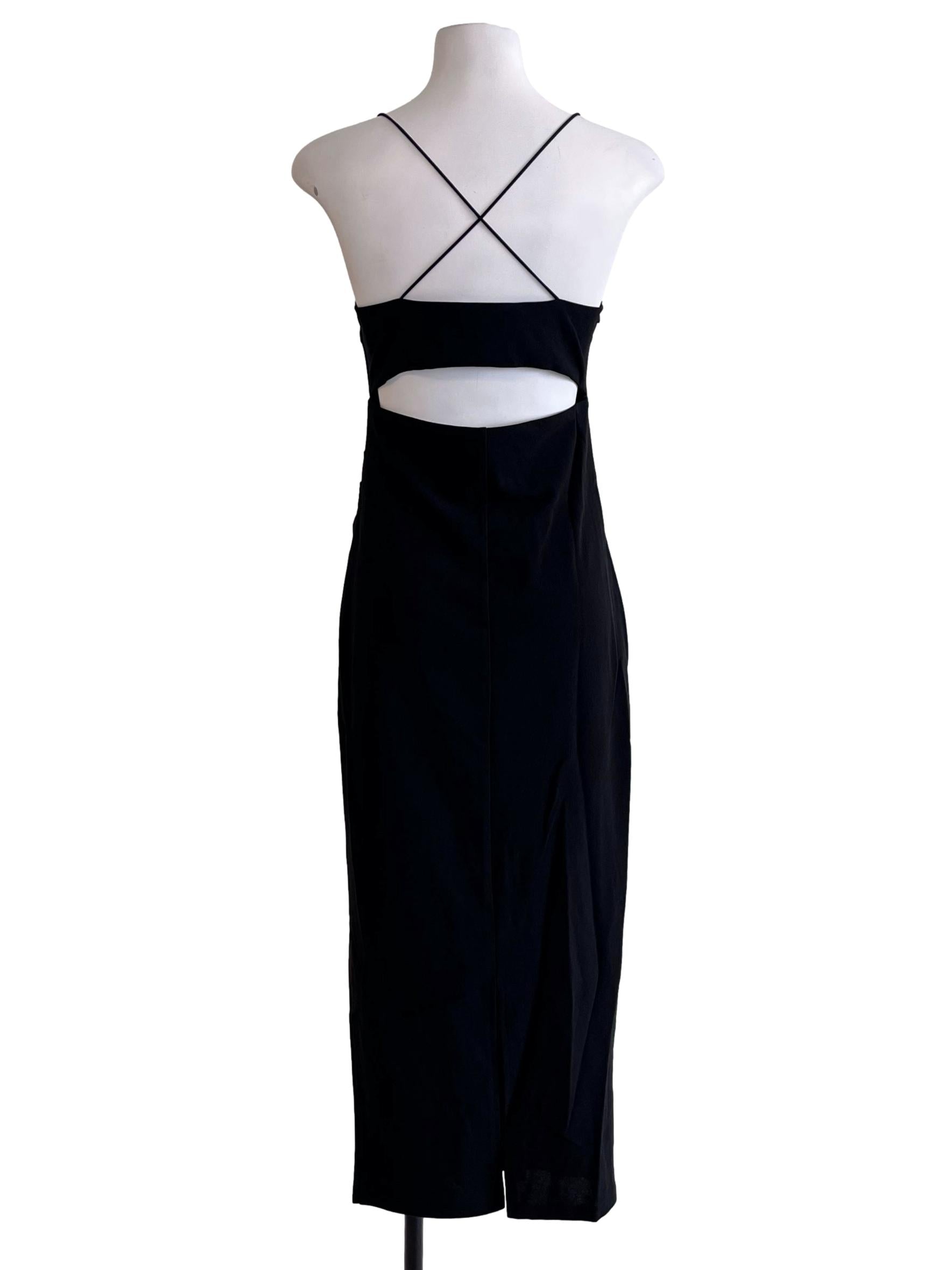 Ink Black Spaghetti Strap Slip Dress