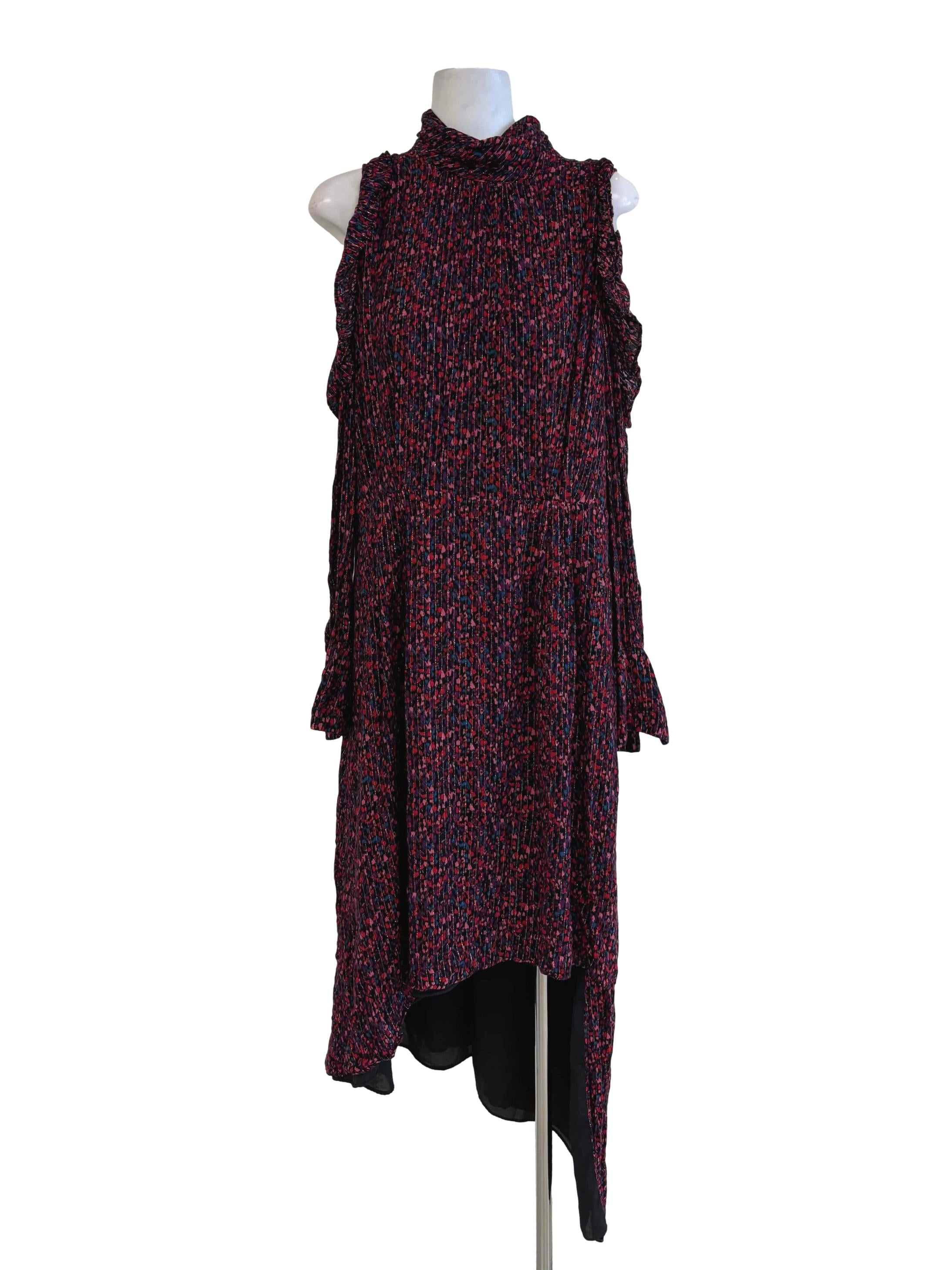Multicolour Floral Off Shoulder Asymmetrical Dress