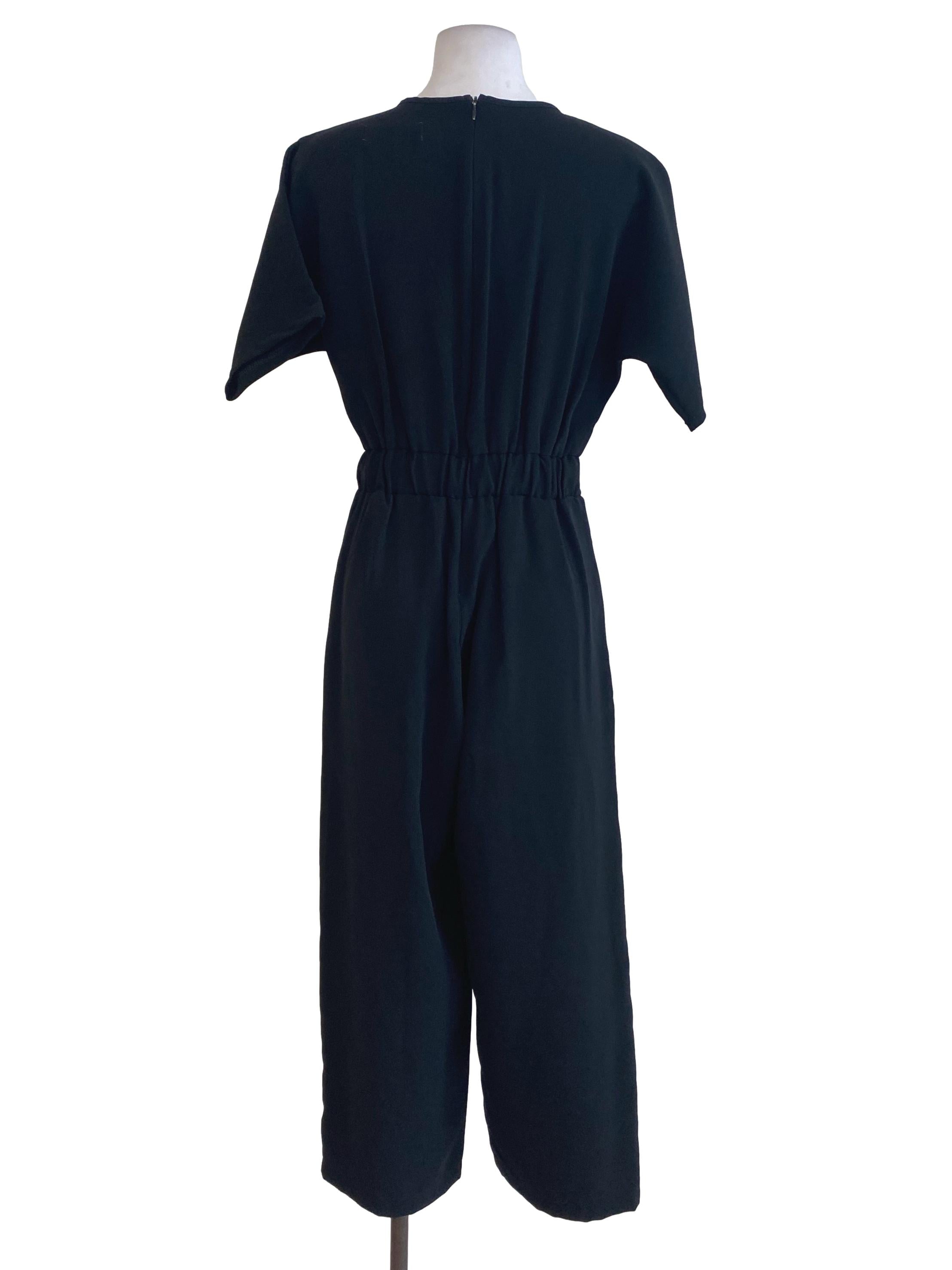 Black Three Quarter Sleeve Jumpsuits TEM