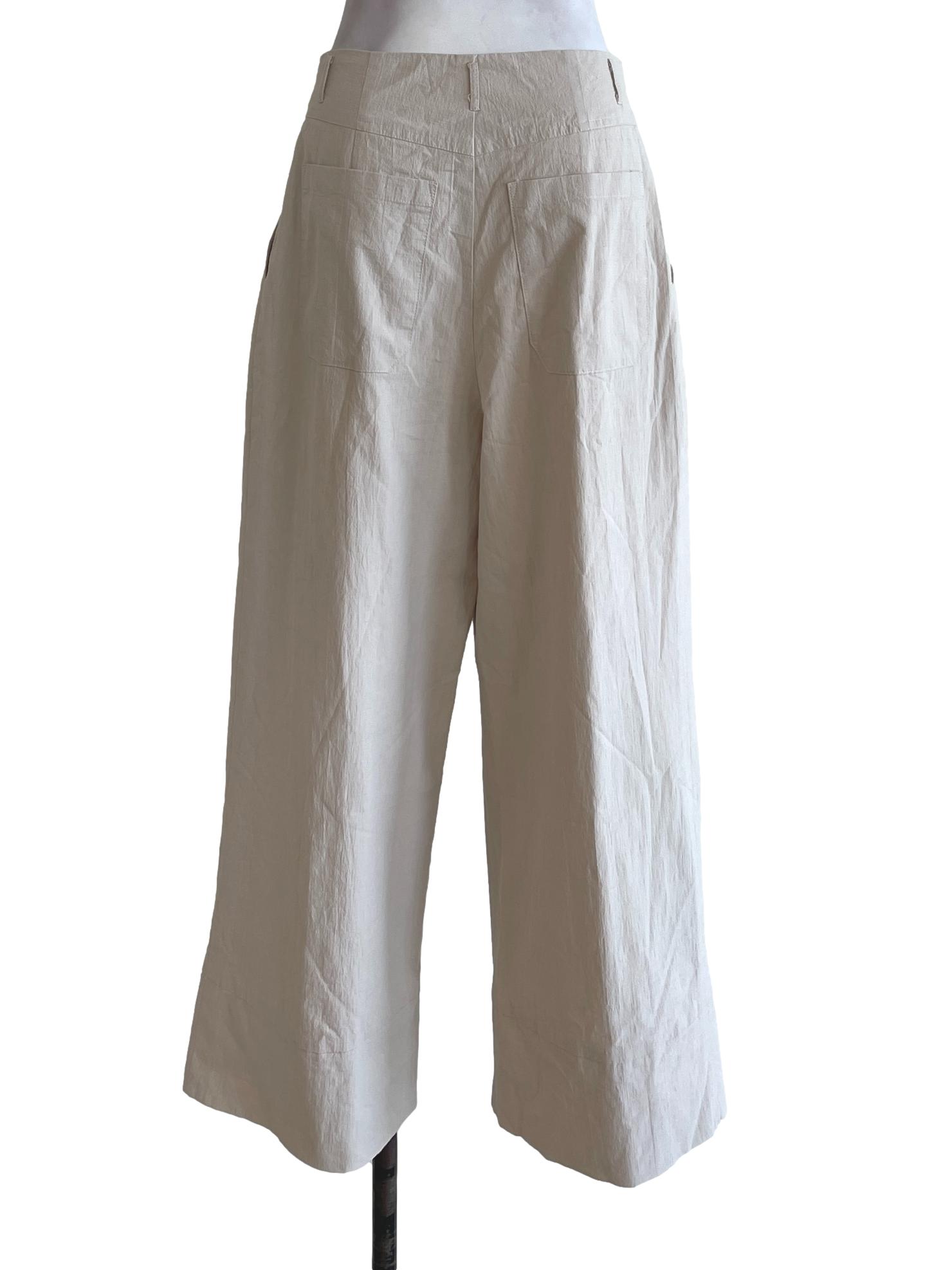 Linen Beige Plain Formal Pants LB