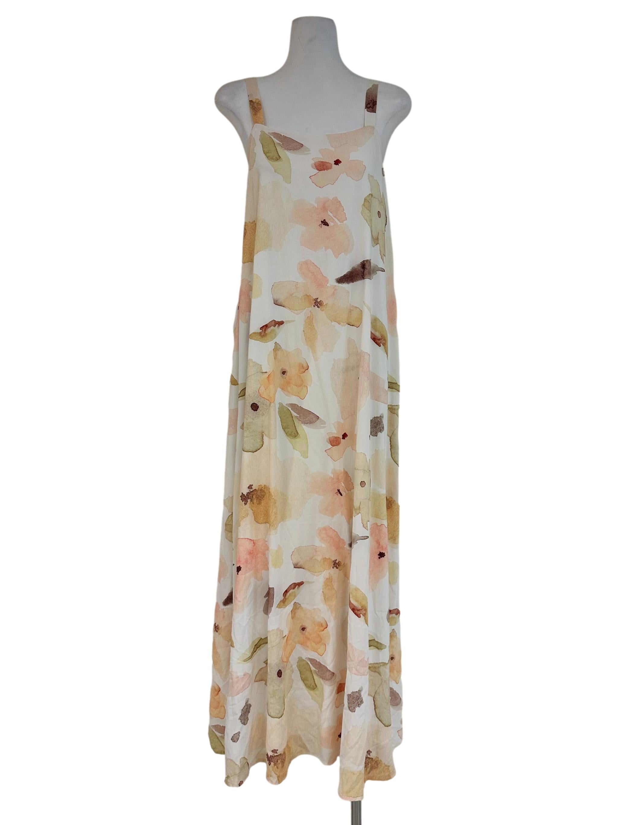 Daisy White Abstract Pattern Maxi Dress