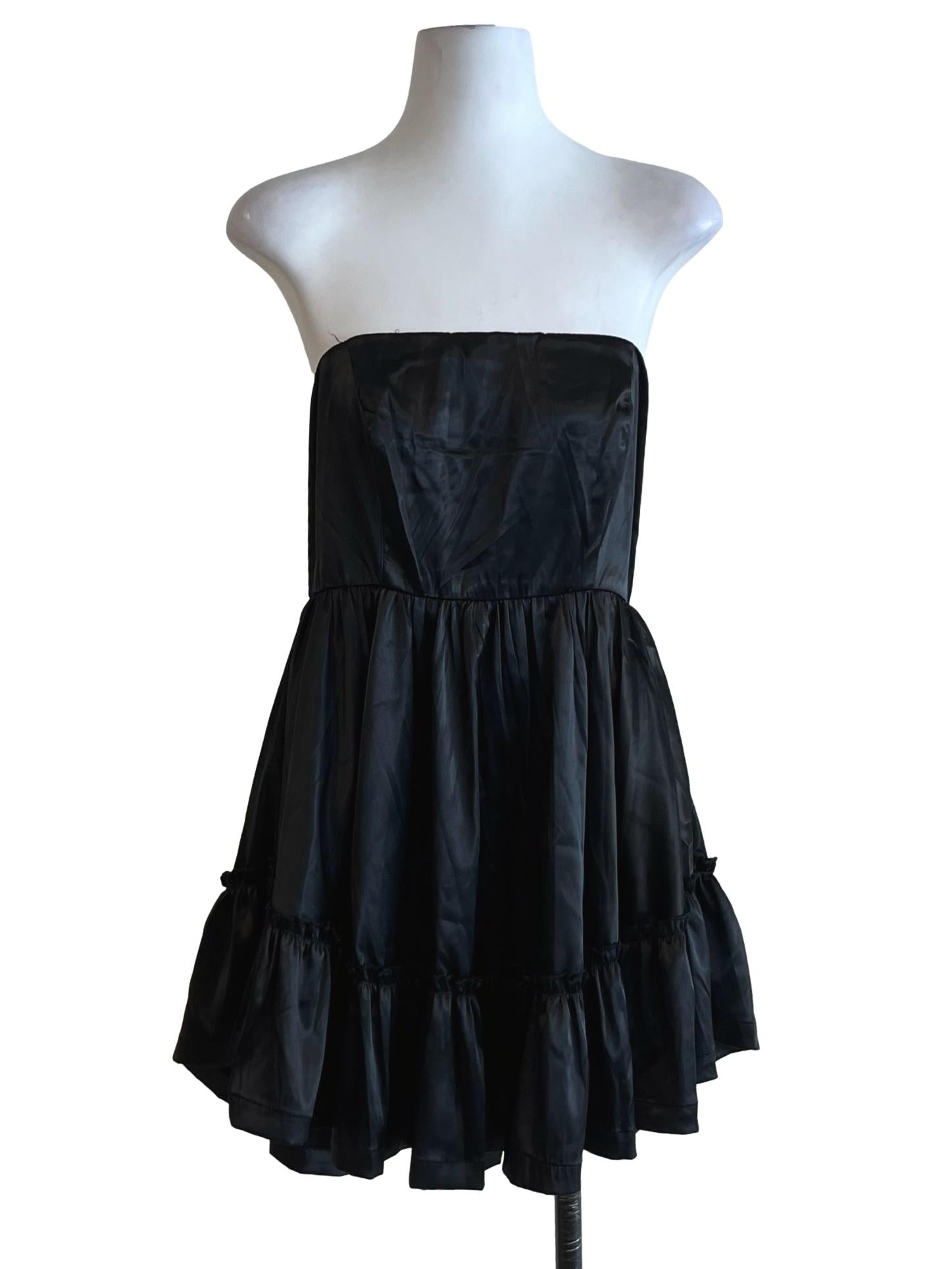Black Strapless A-Line Dress