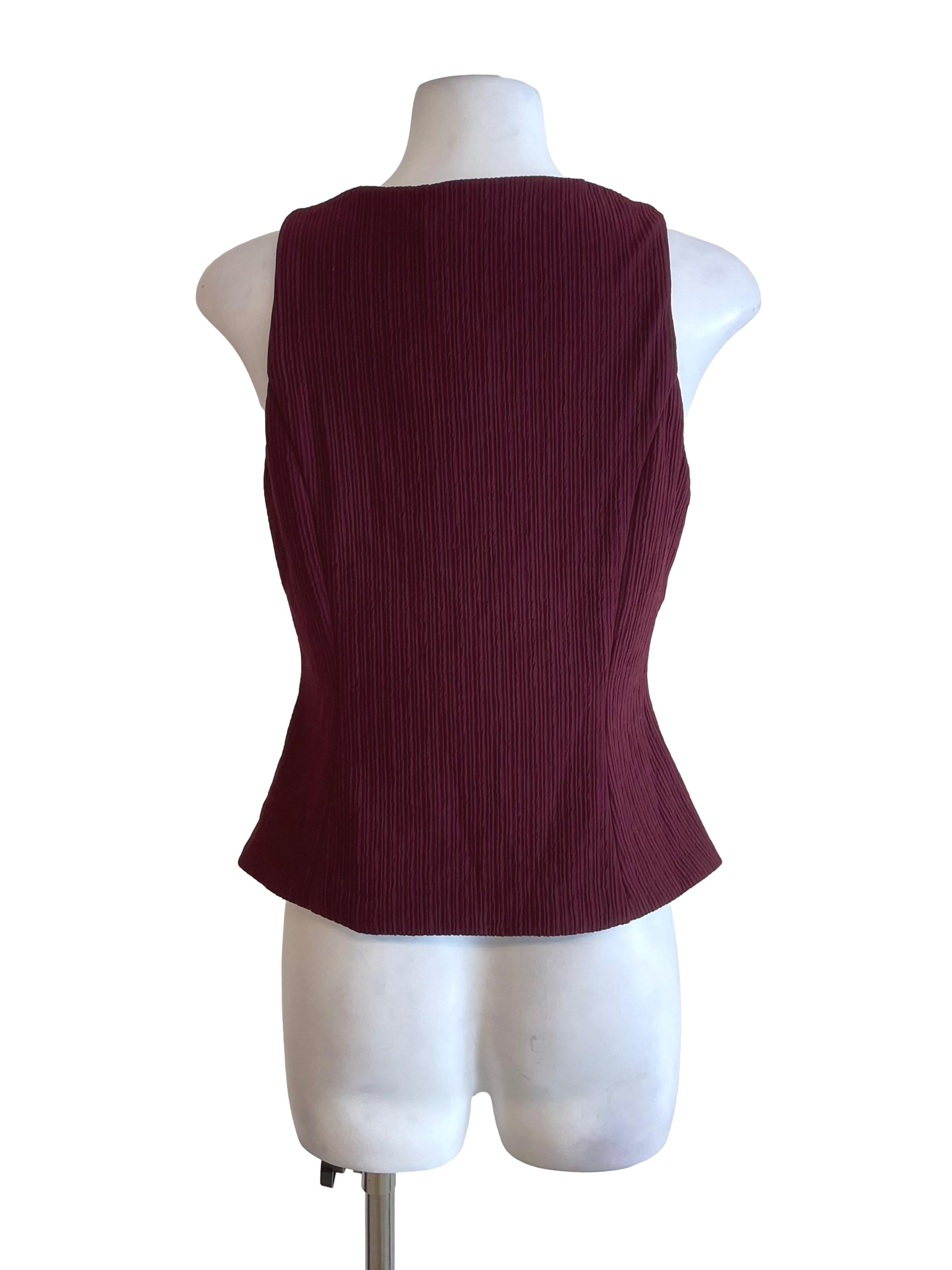 Garnet Textured Button Top