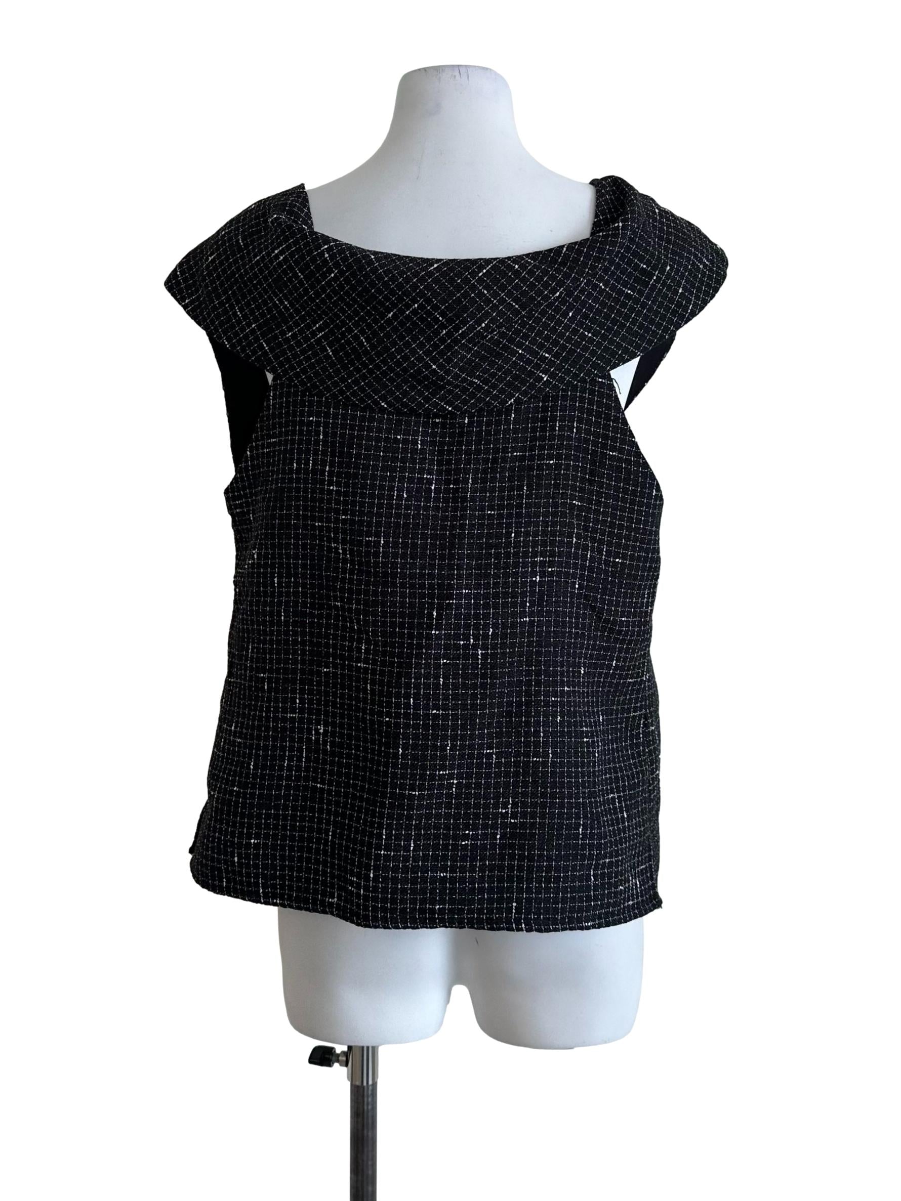 Charcoal Black Textured Overlap Top