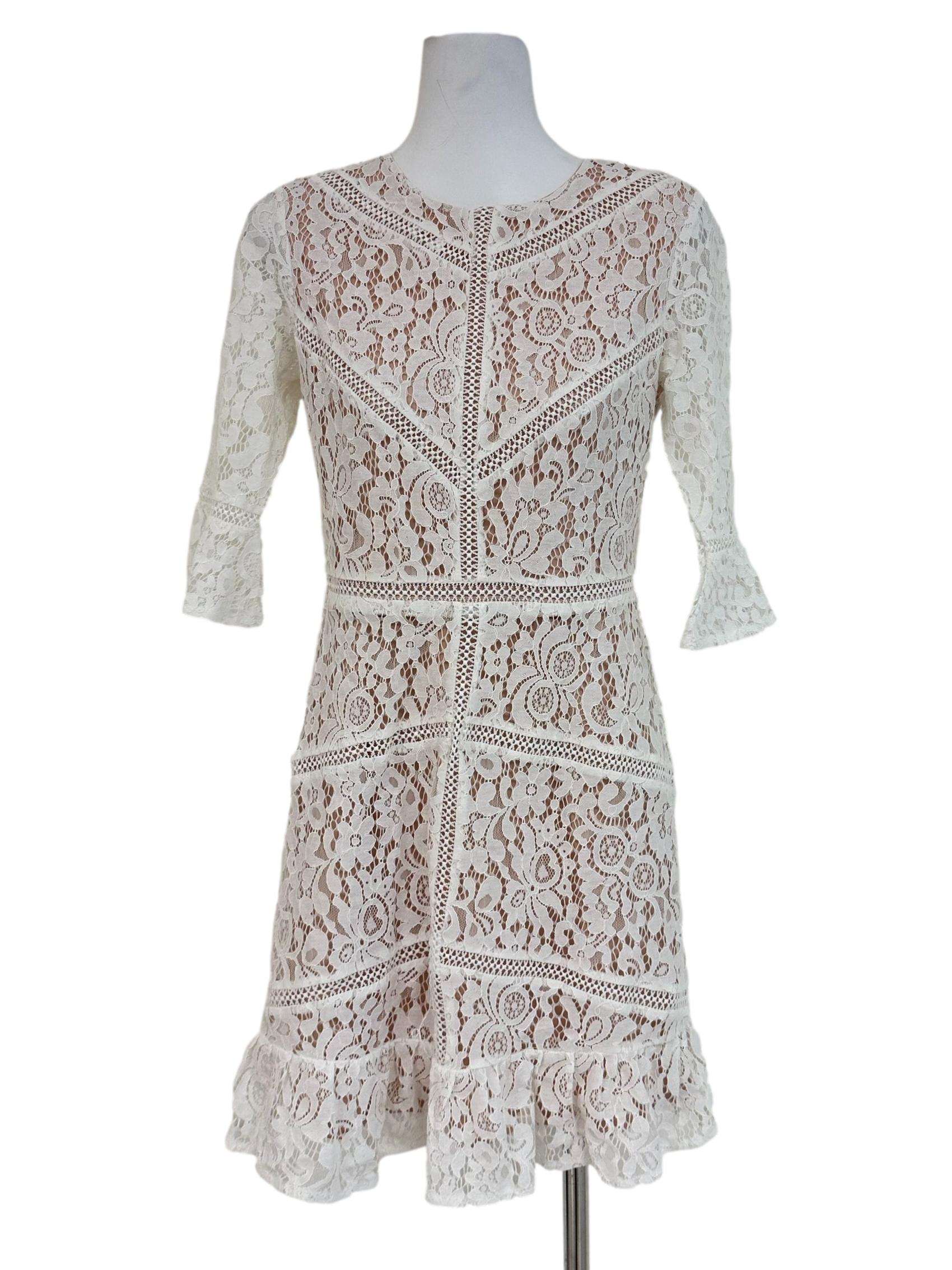 Porcelain White Lace Pattern Dress