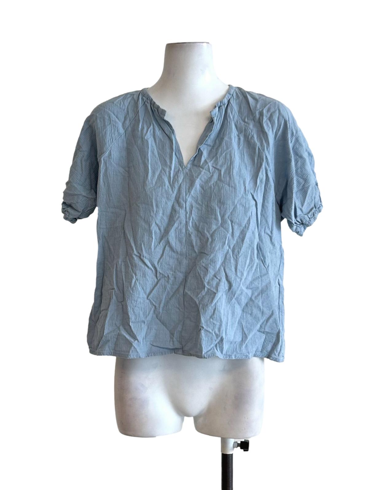 Textured Cotton Puff-Sleeve Top OSN