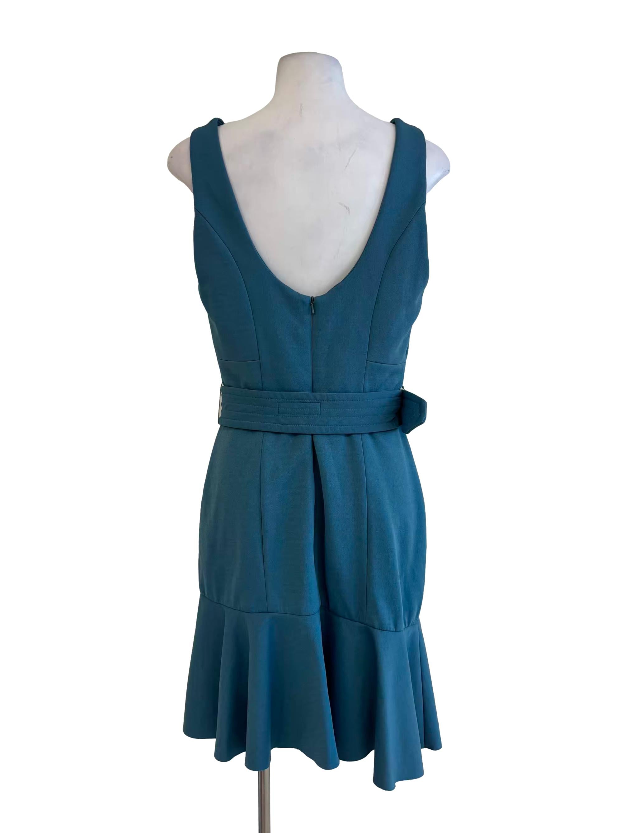Celadon Blue Scoop Neck Pencil Dress