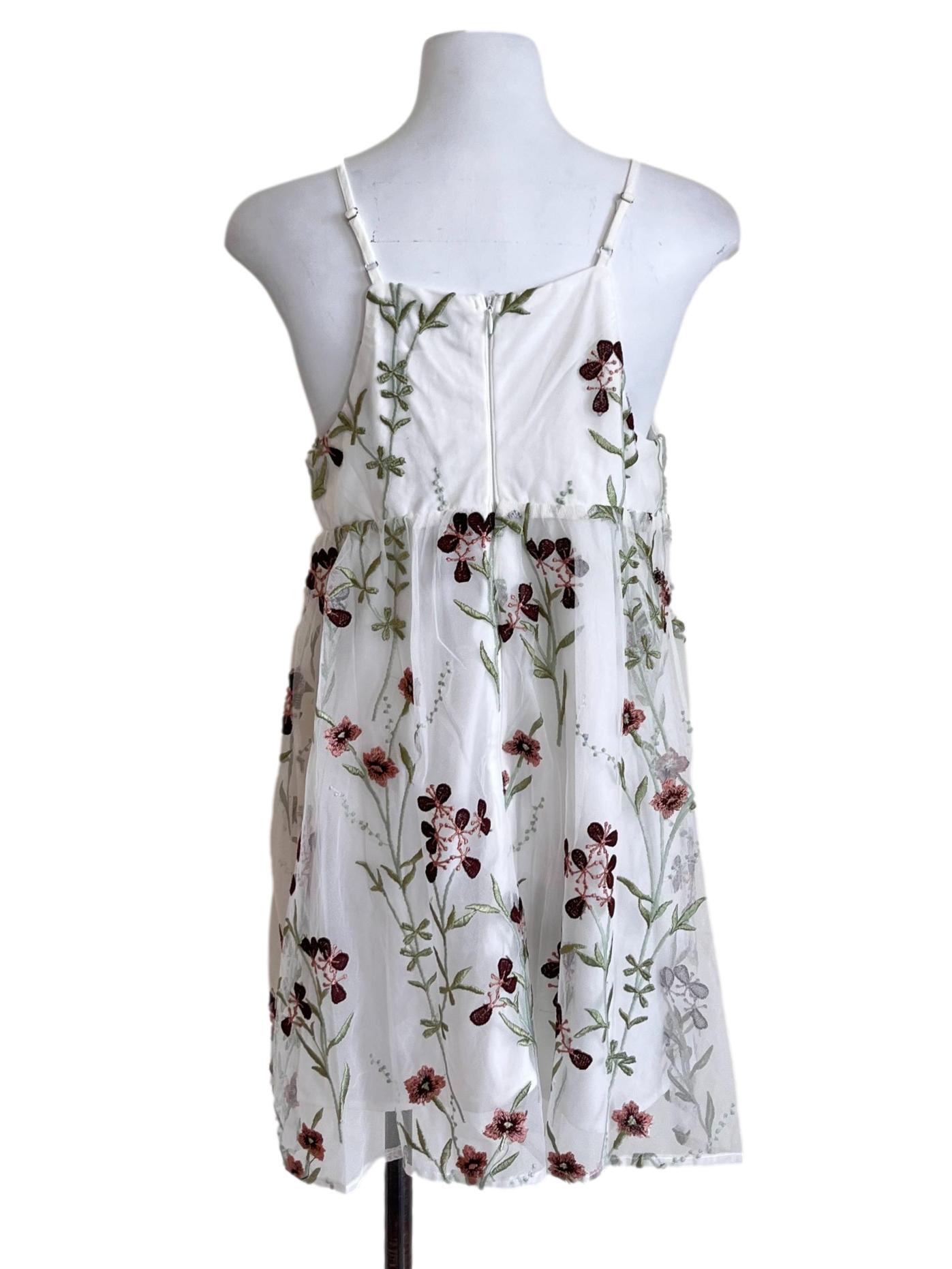 Pearl White Floral Lace Sun Dress