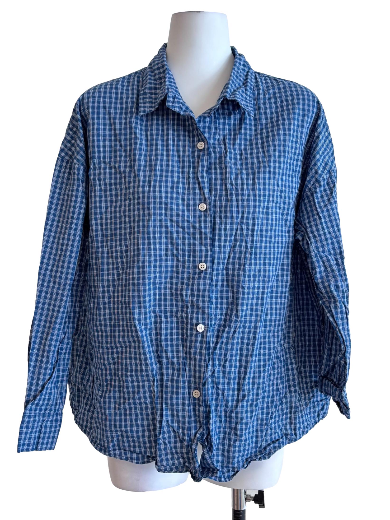 Navy Blue Checkered Dad Shirt