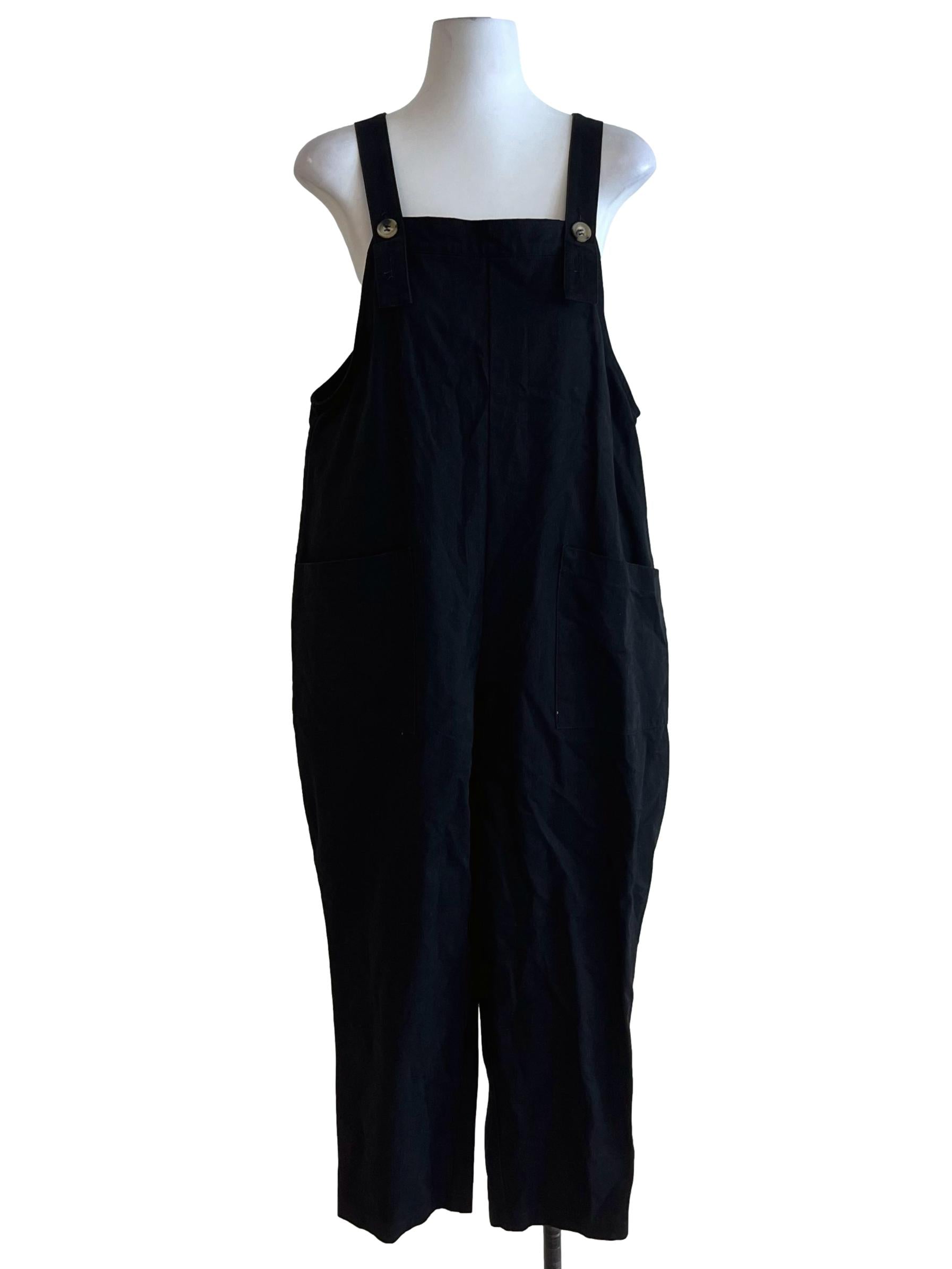 Black Square Neckline Jumpsuit