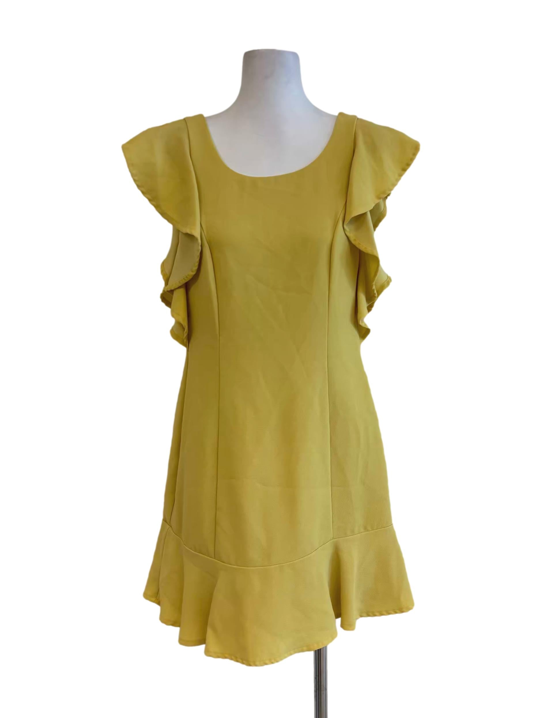 Banana Yellow Ruffle Sleeve Sheath Dress
