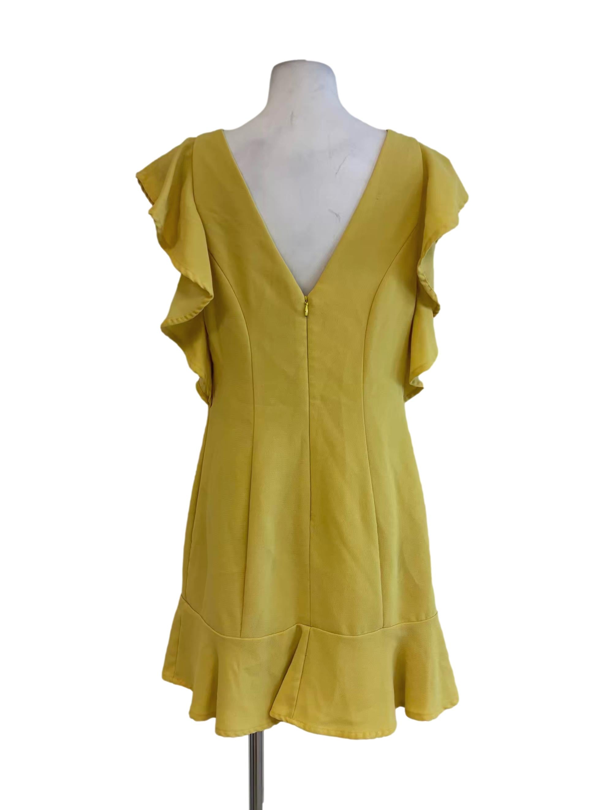 Banana Yellow Ruffle Sleeve Sheath Dress
