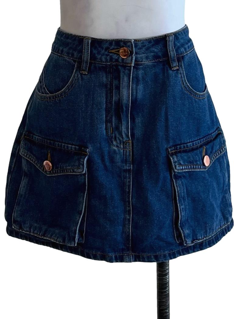 Blue Denim Cargo Mini Skorts