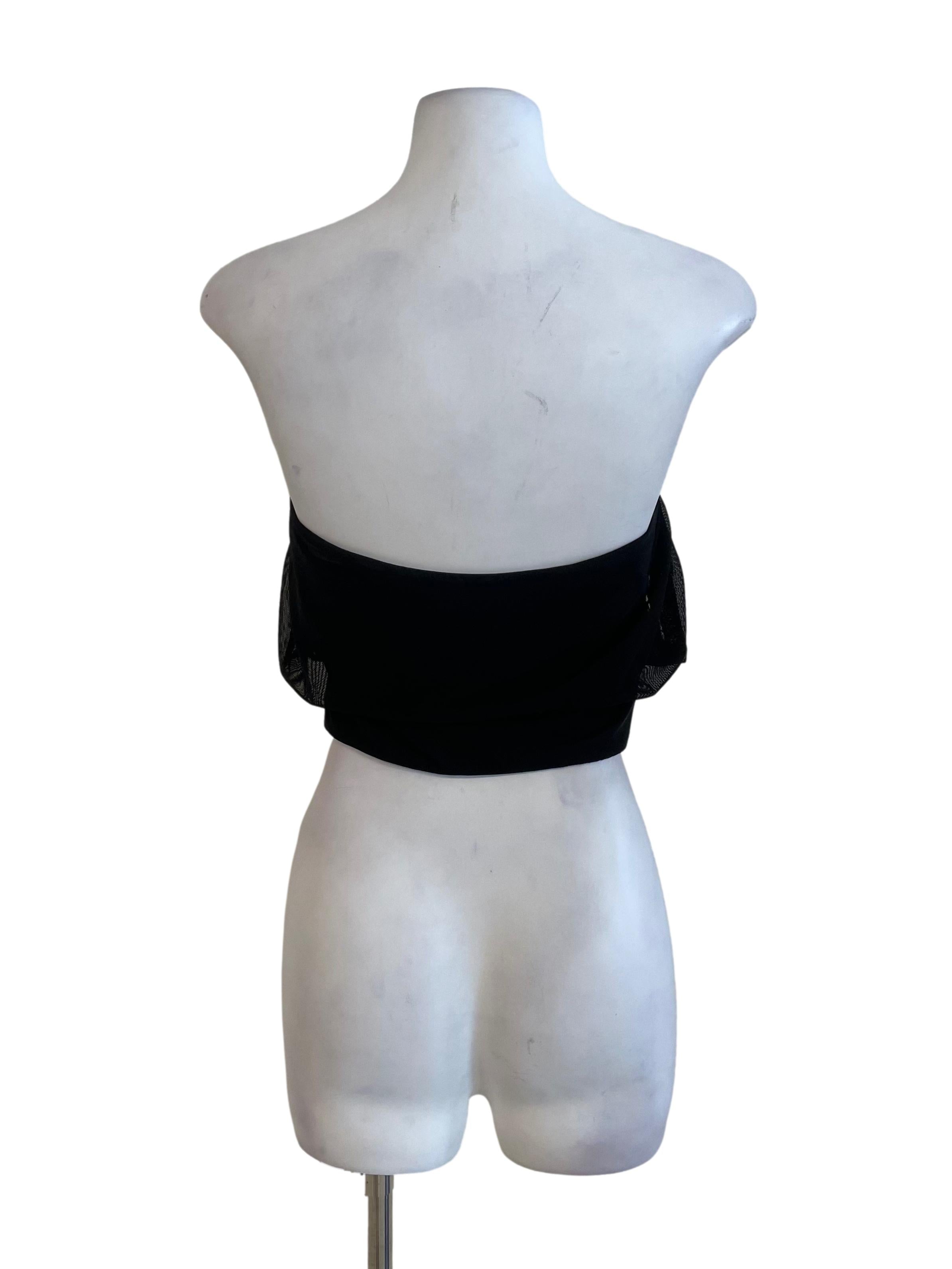 Black Mesh Scrunch Off Shoulder Top