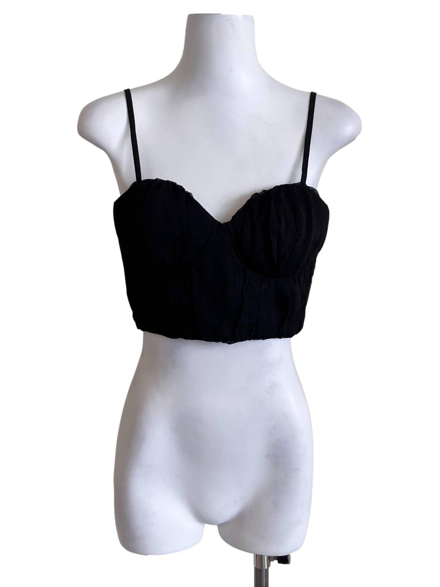 Onyx Black Spaghetti Strap Sleeveless Crop Top