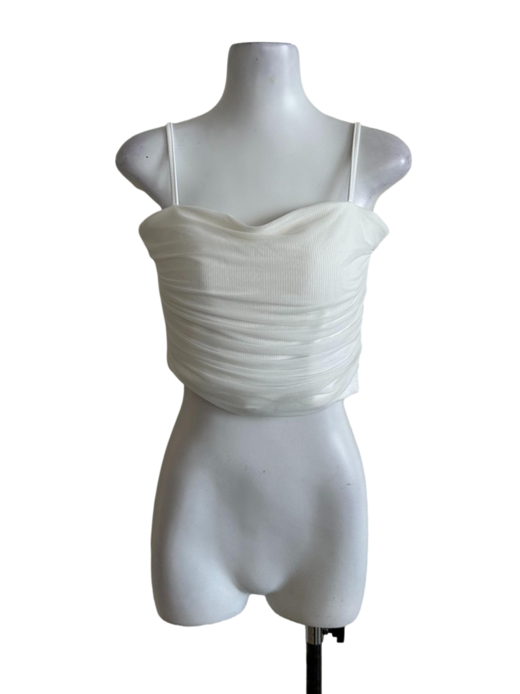 Pearl White Mesh Net Knit Top