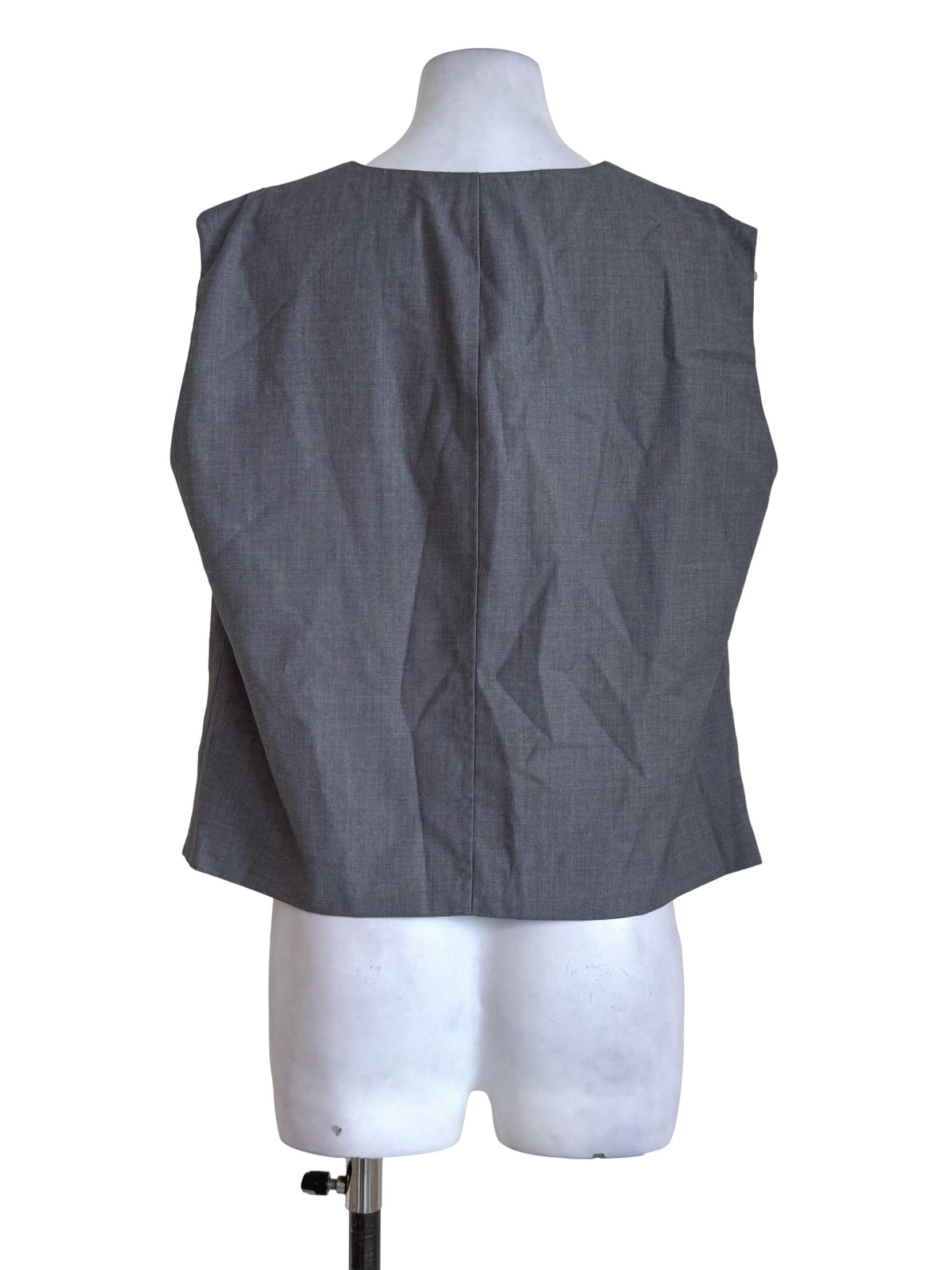 Stone Grey V Neck Sleeveless Vest