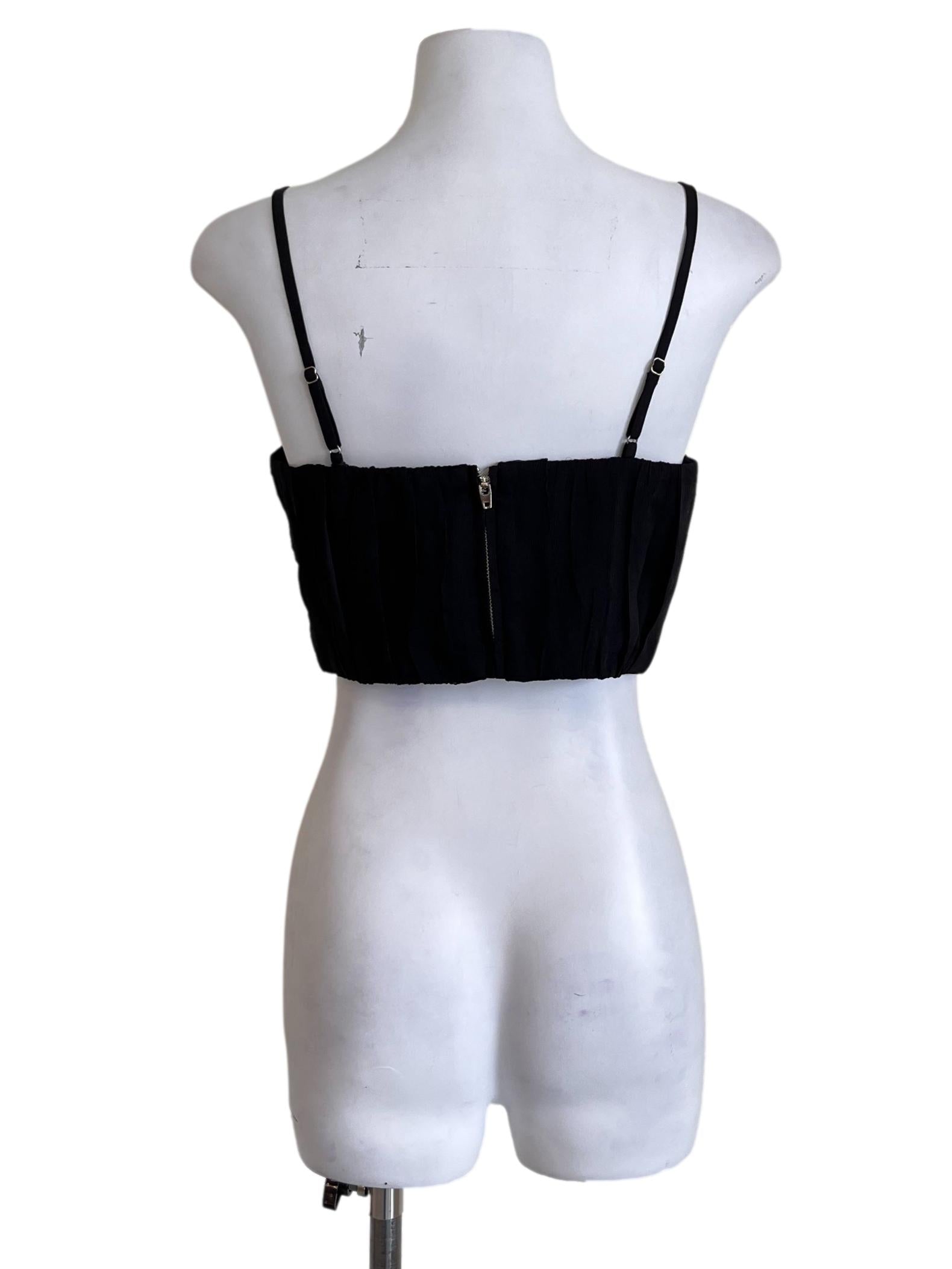 Onyx Black Spaghetti Strap Sleeveless Crop Top