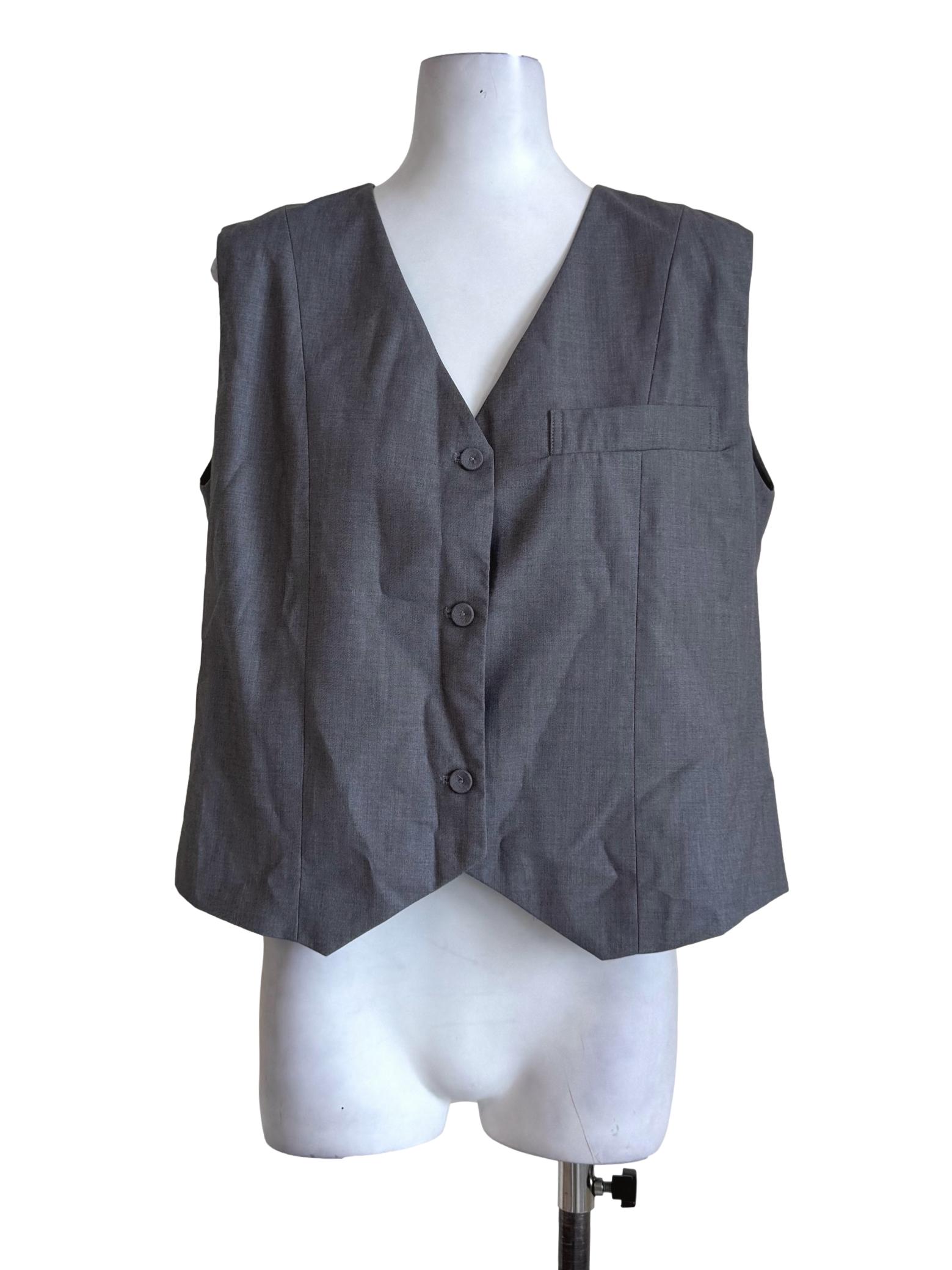 Stone Grey V Neck Sleeveless Vest