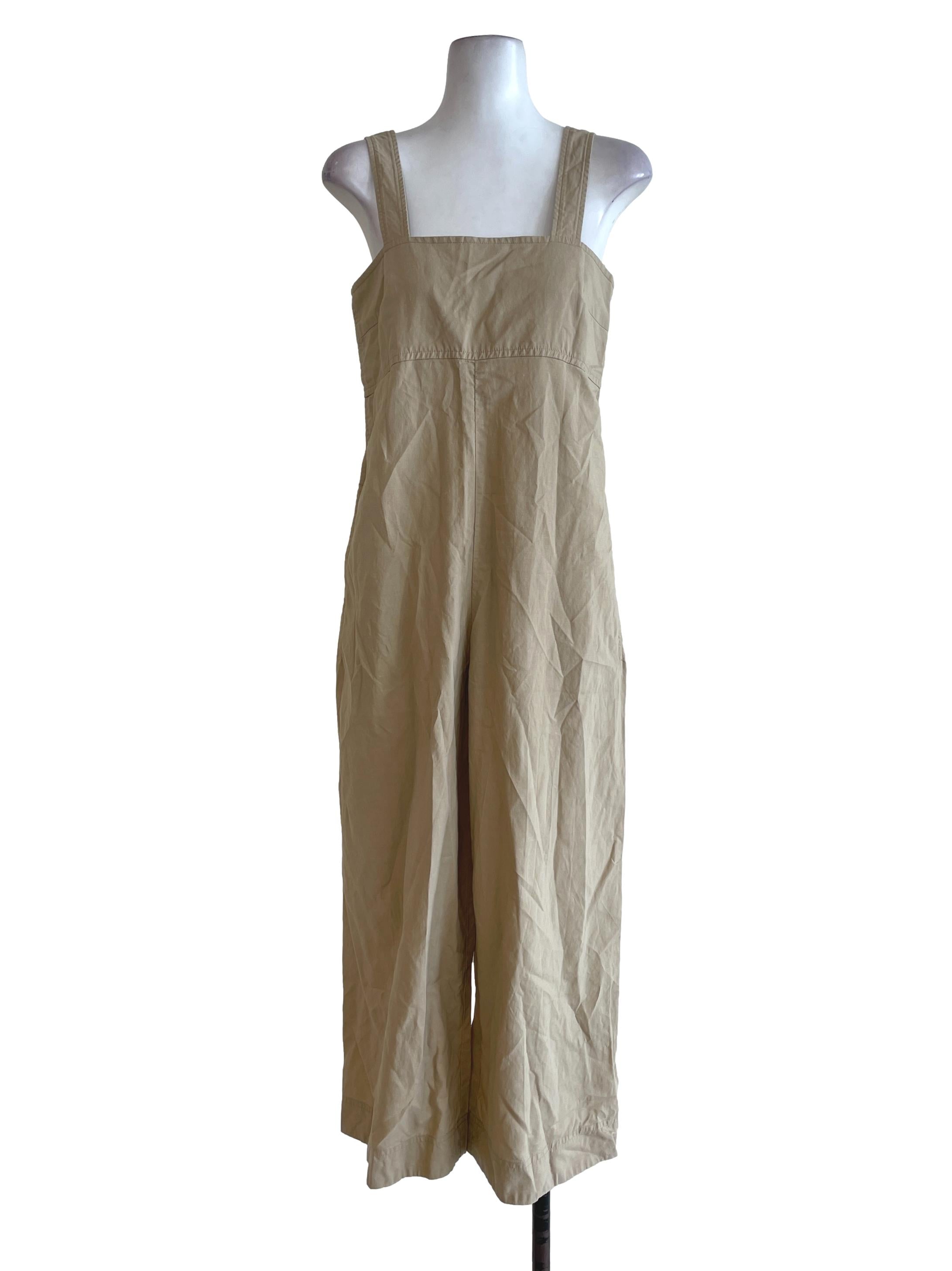 Beige Plain Jumpsuit
