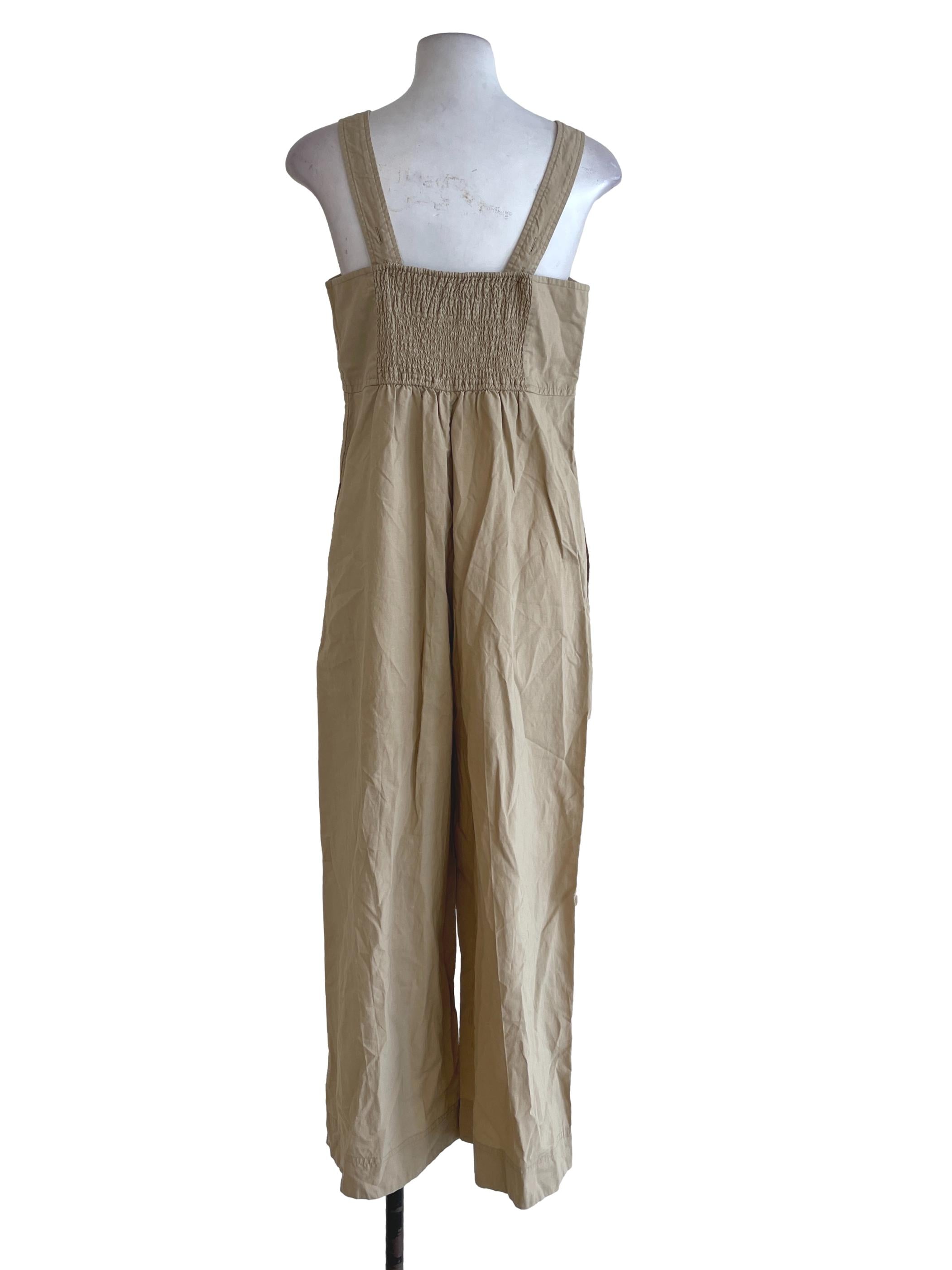Beige Plain Jumpsuit
