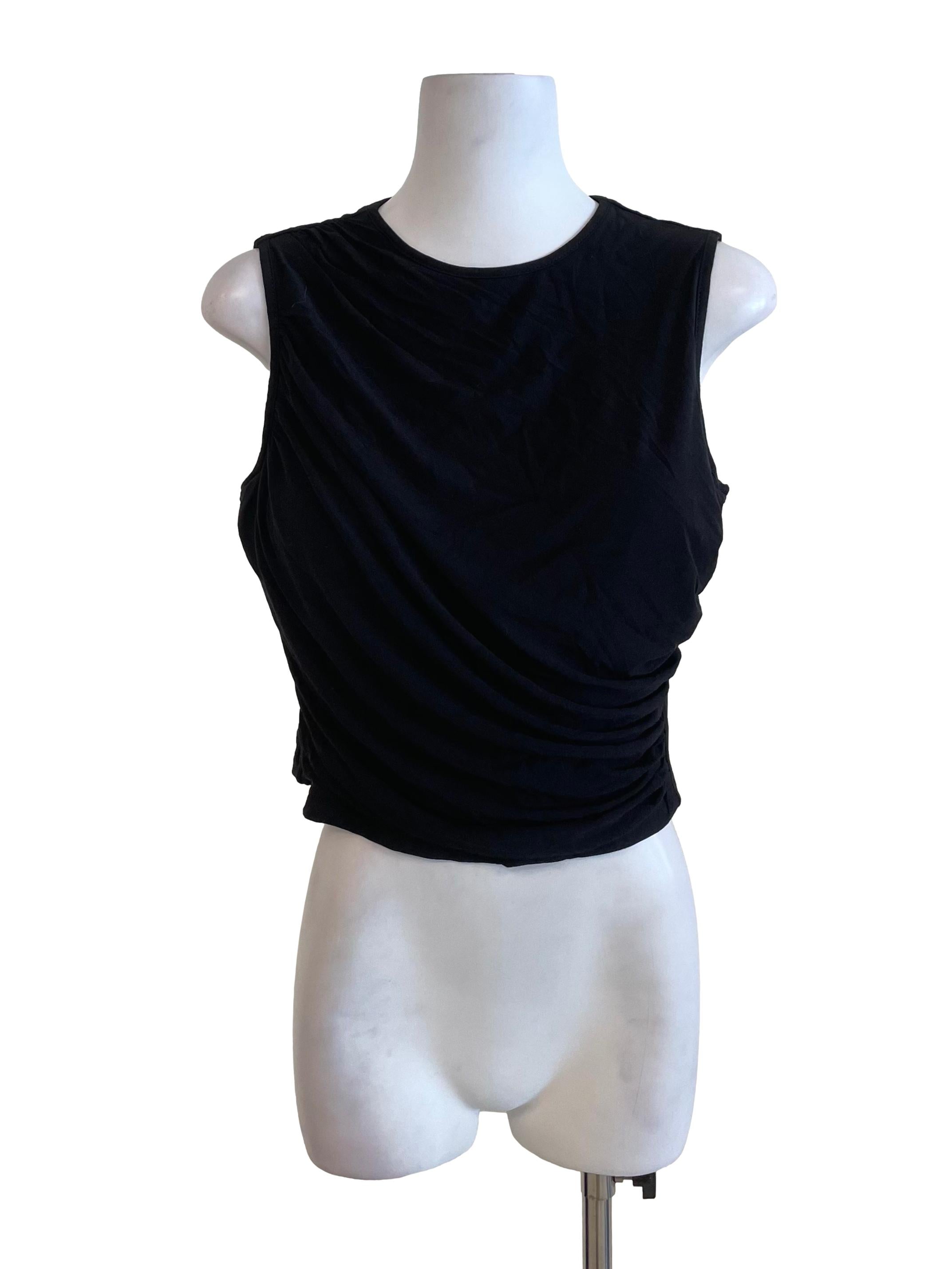 Black Draped Sleeveless Top