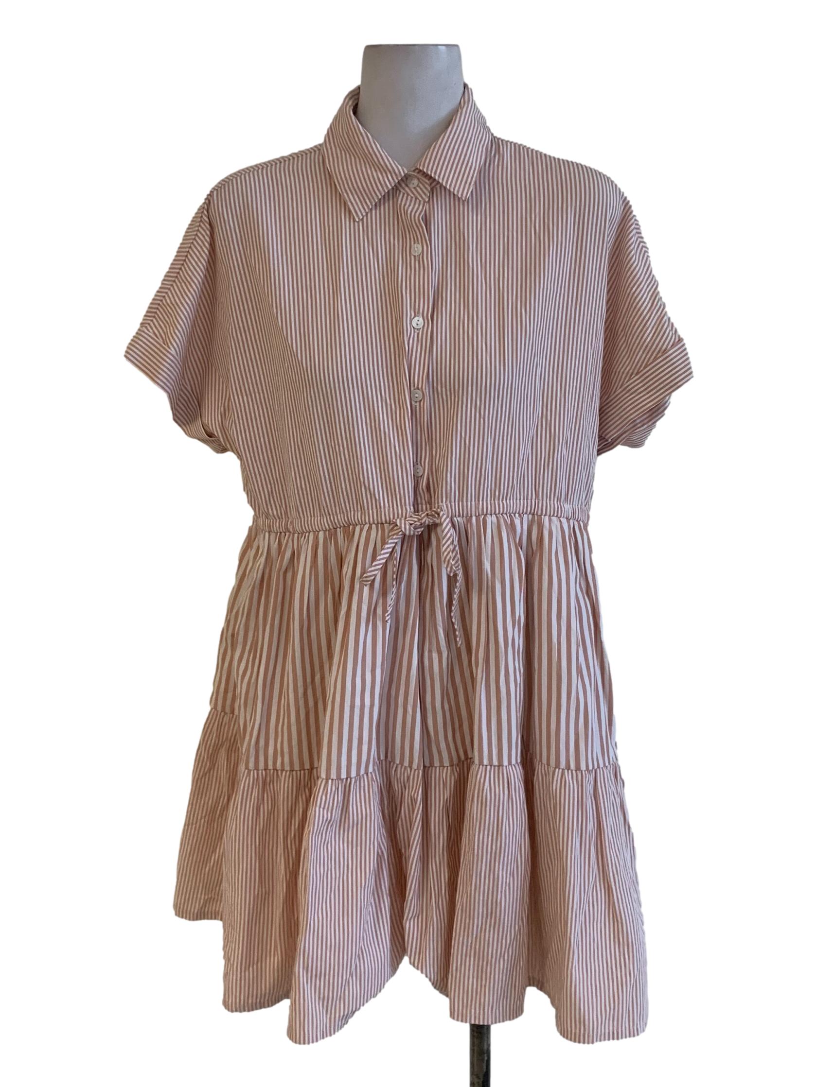 Rose Pink Bengal Stripe Empire Dress