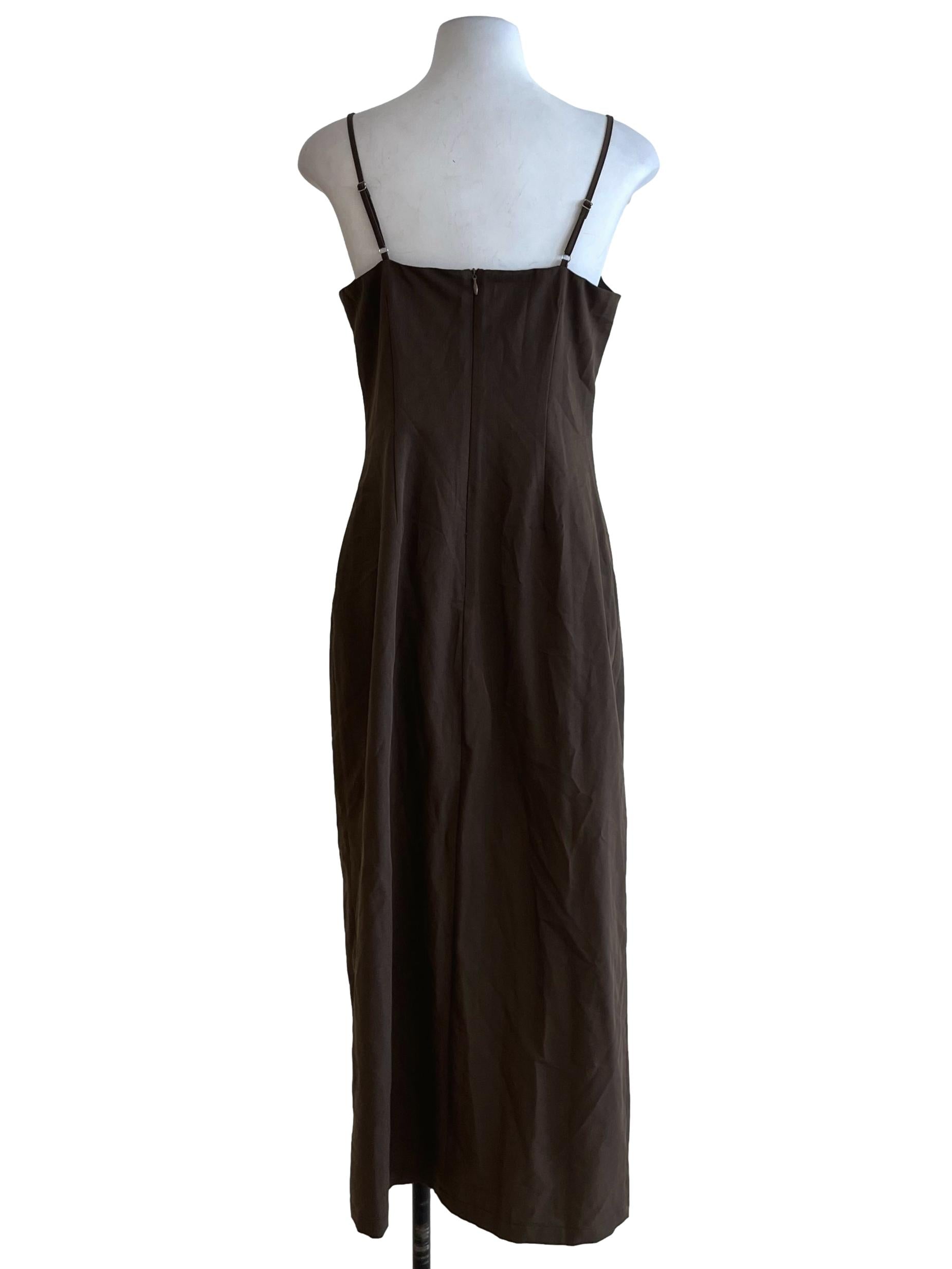 Brown Spaghetti Strap Sheath Dress