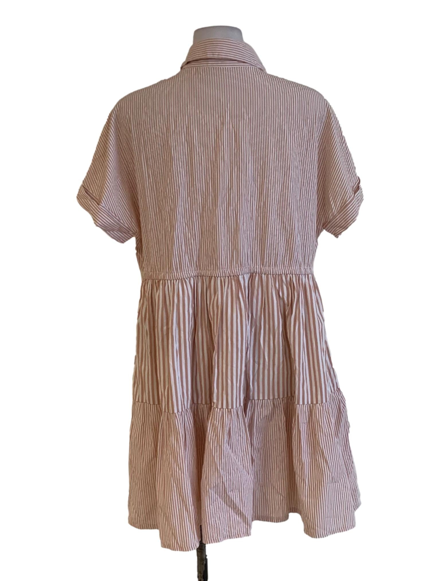 Rose Pink Bengal Stripe Empire Dress