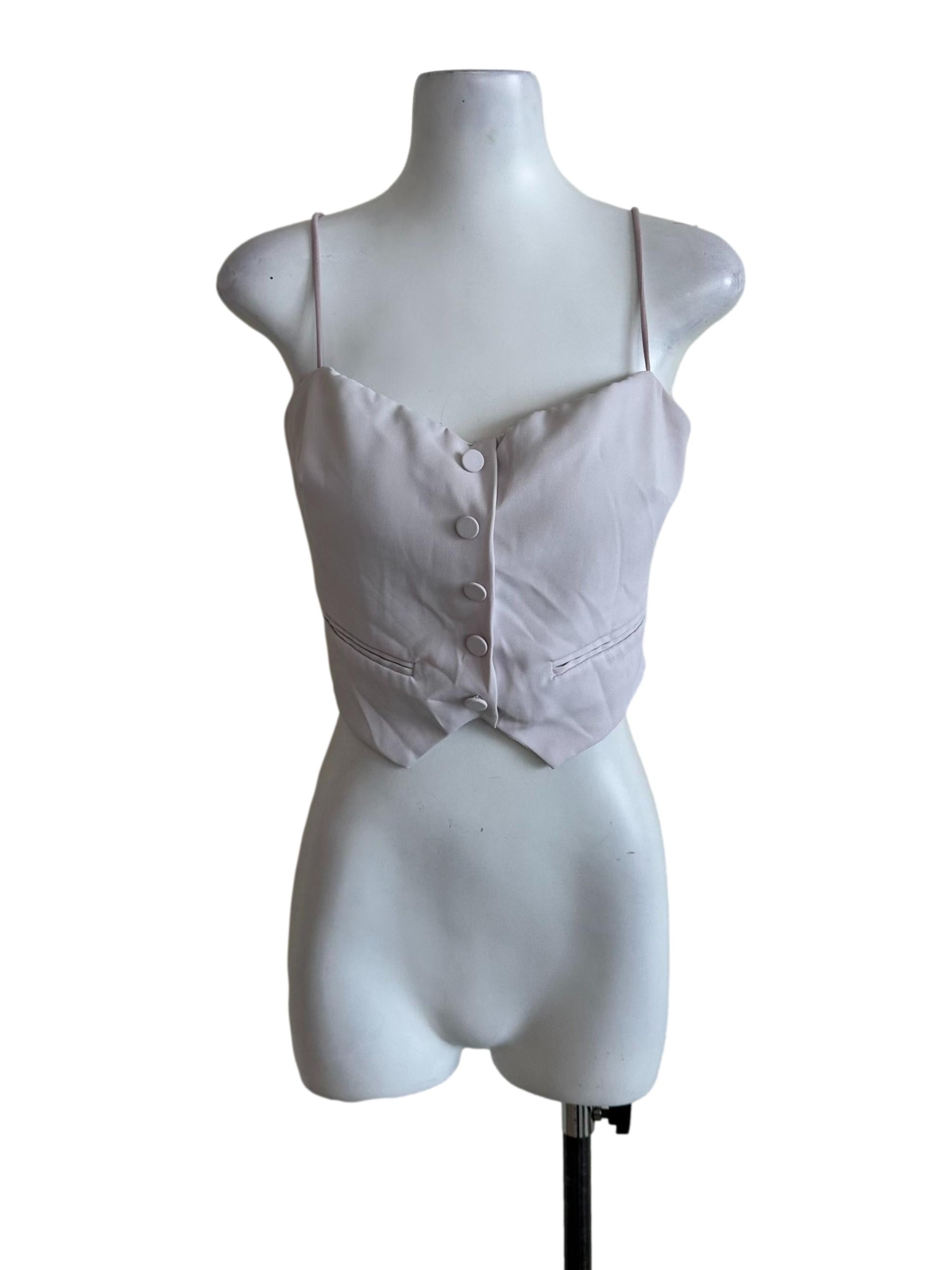 Pale Pink Button Spaghetti Strap Top