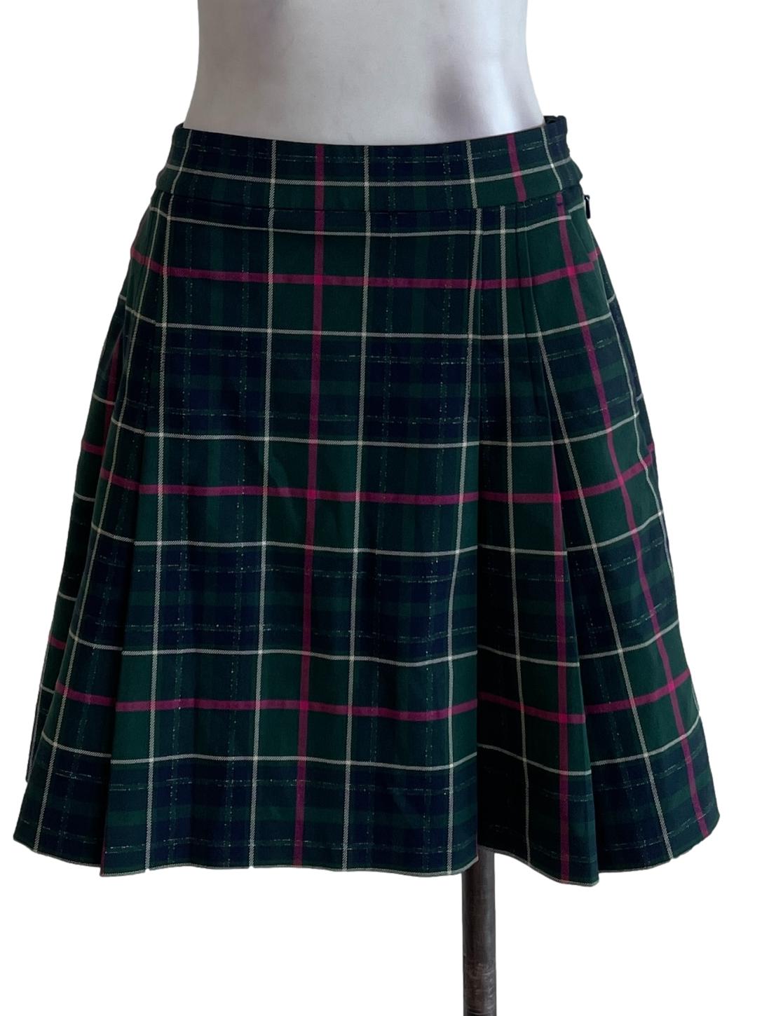 Crocodile Green Madras Skirt