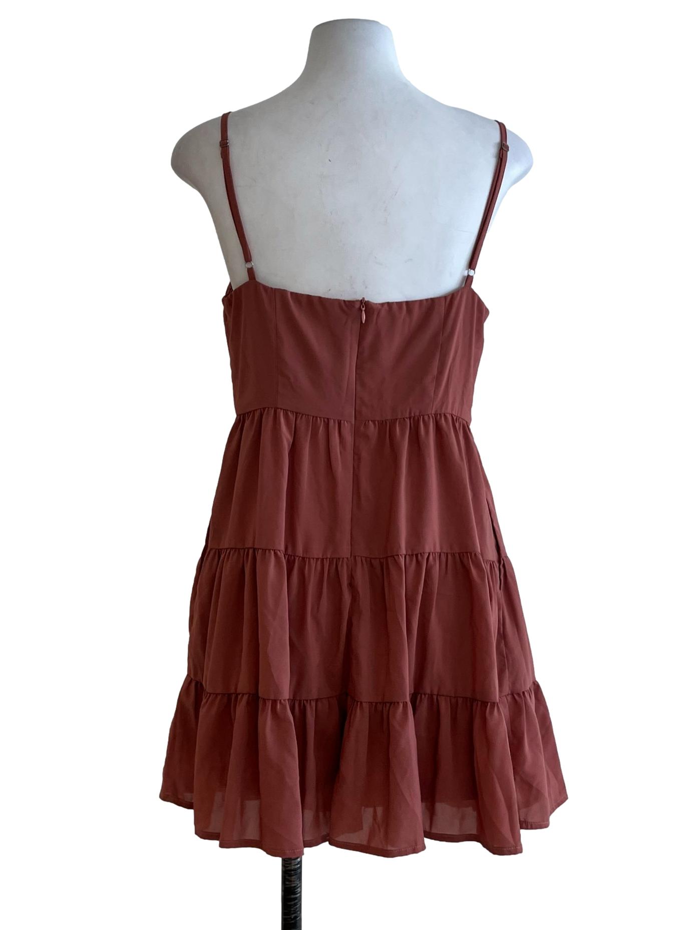 Terracotta Sweetheart Neckline Tiered  Dress