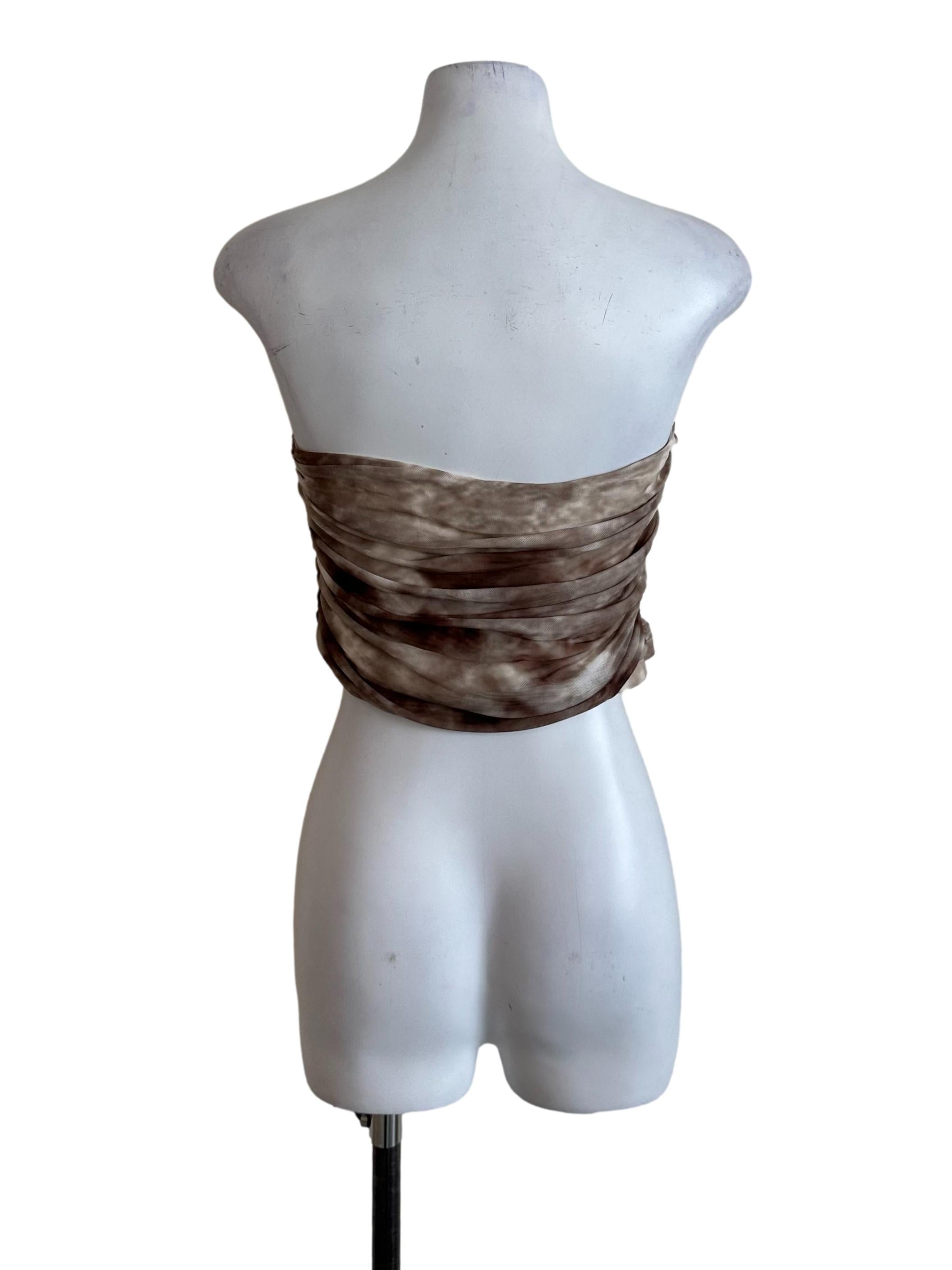 Brown Beige Mesh Net Tube Top