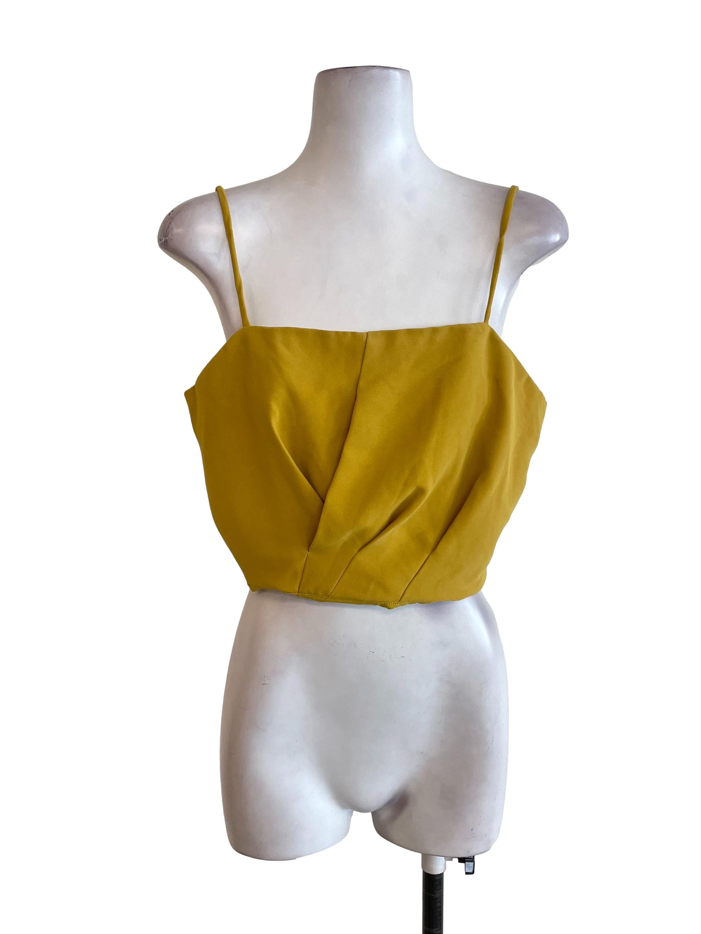 Mustard Yellow Creased Tube Top