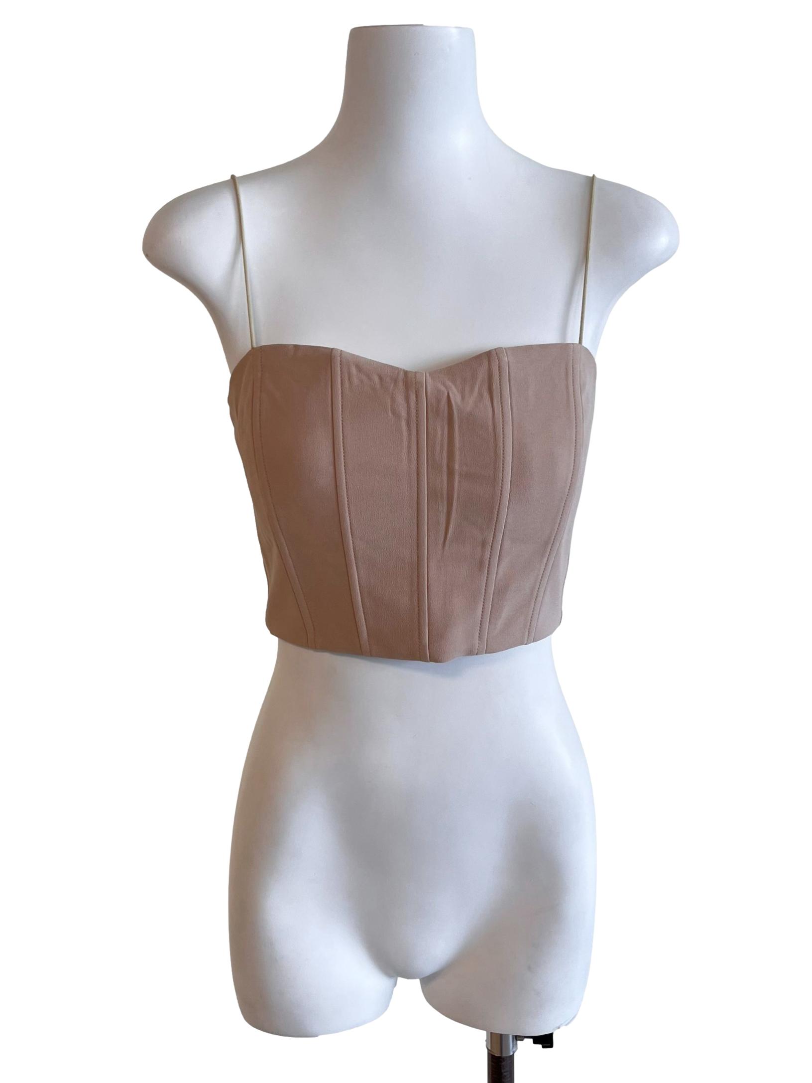 Linen Beige Cropped Tube Top