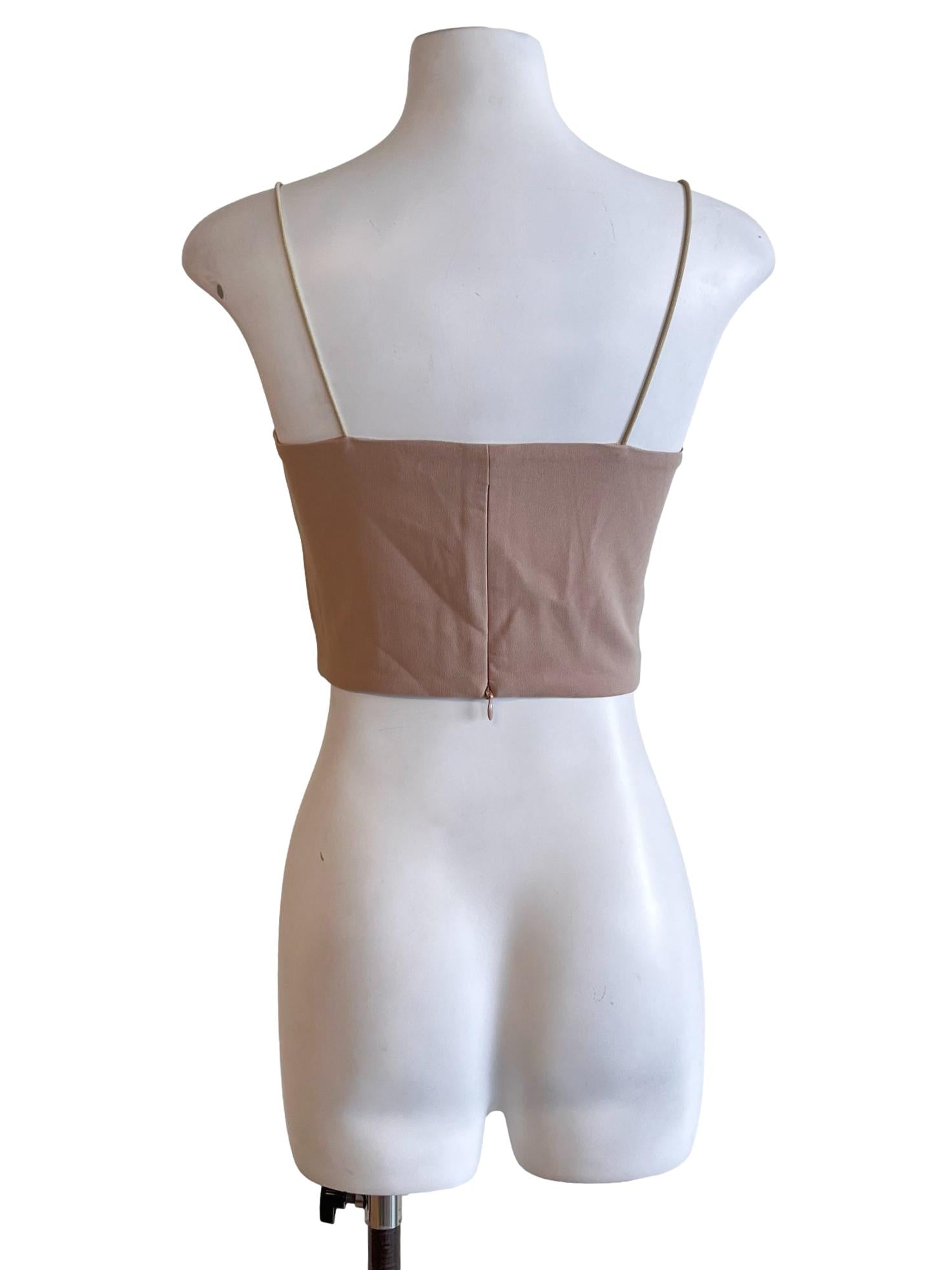 Linen Beige Cropped Tube Top