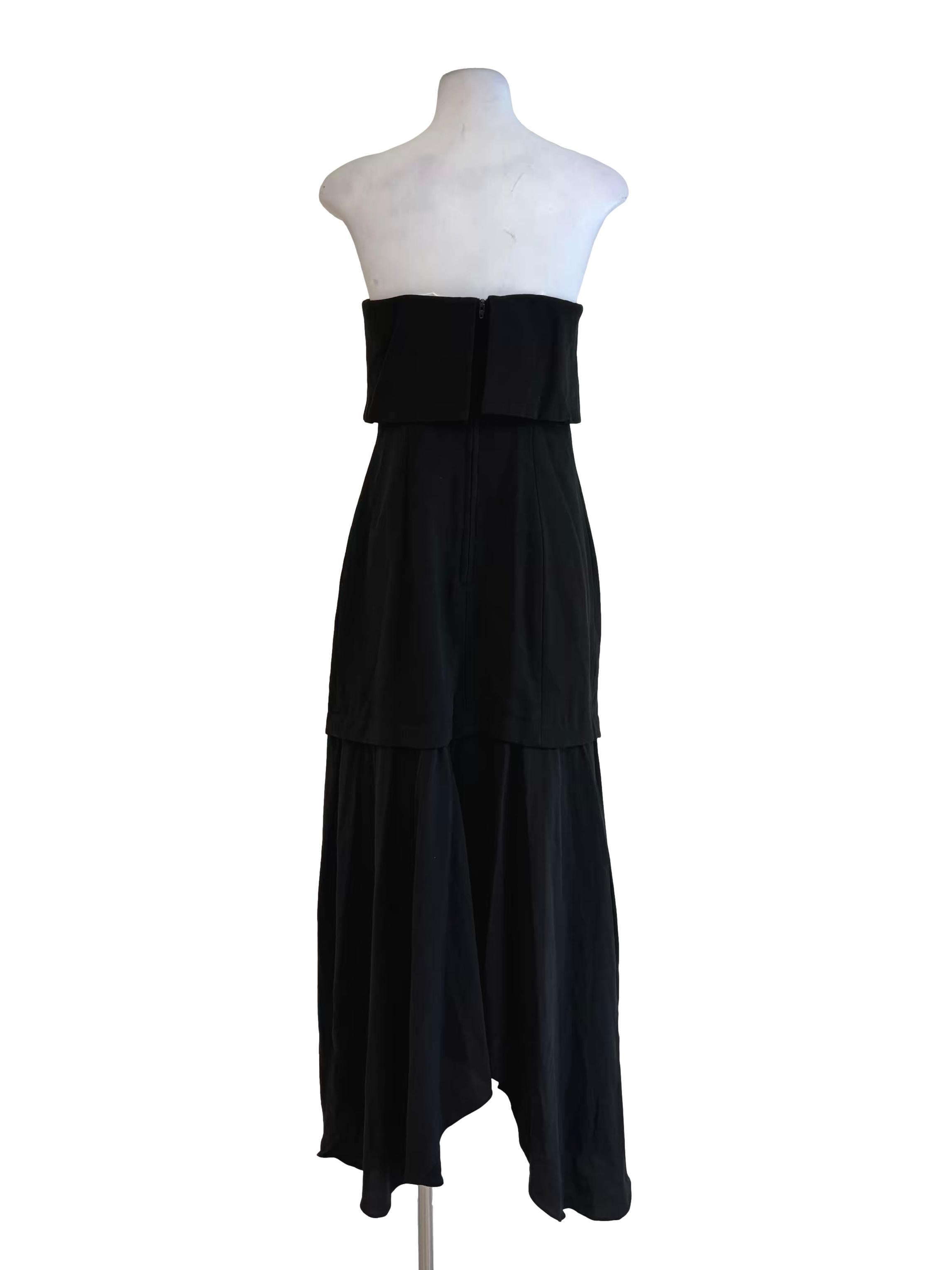 Soft Black Strapless Flare Dress