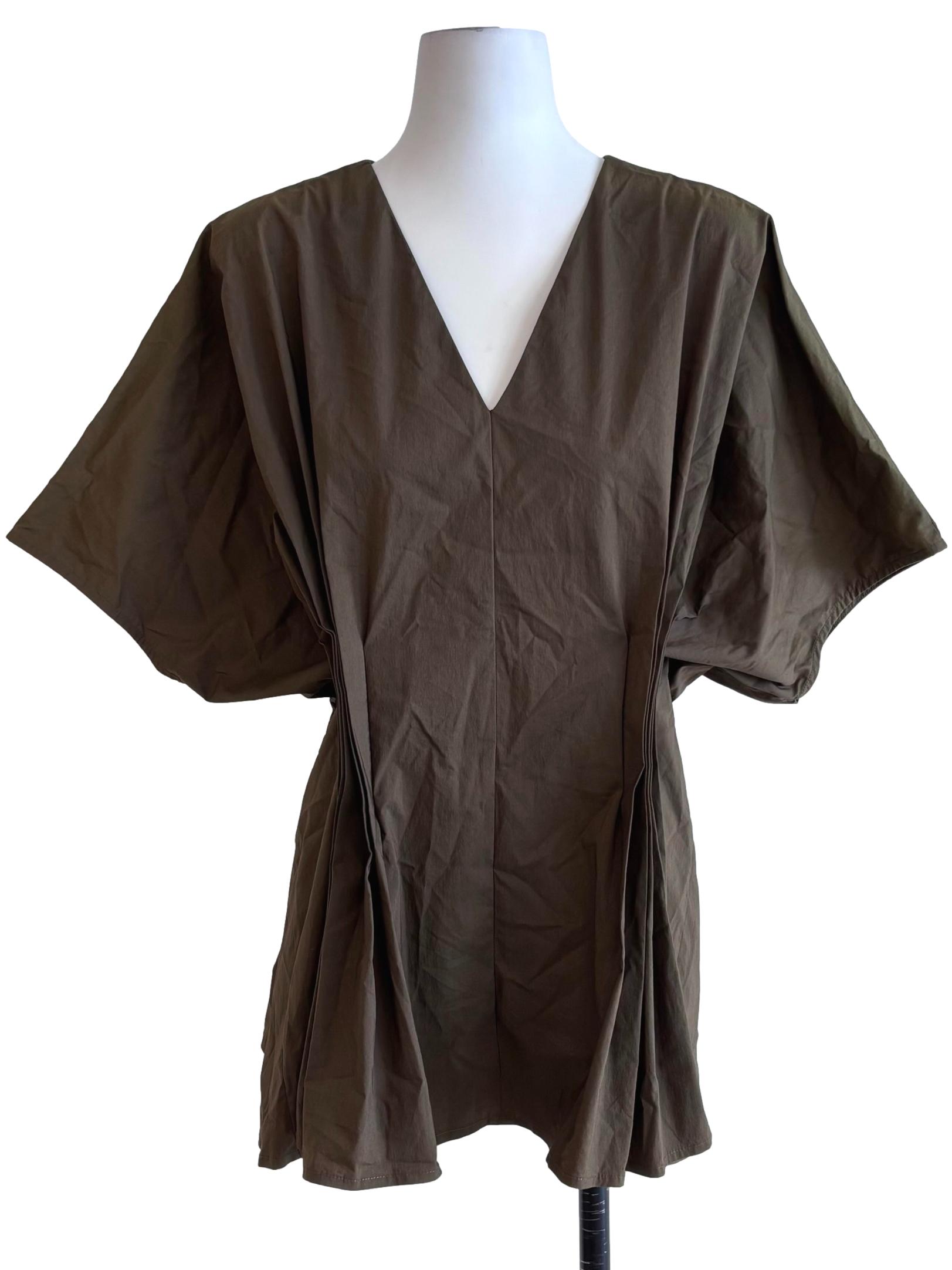 Moss Green Pleated Waist Top