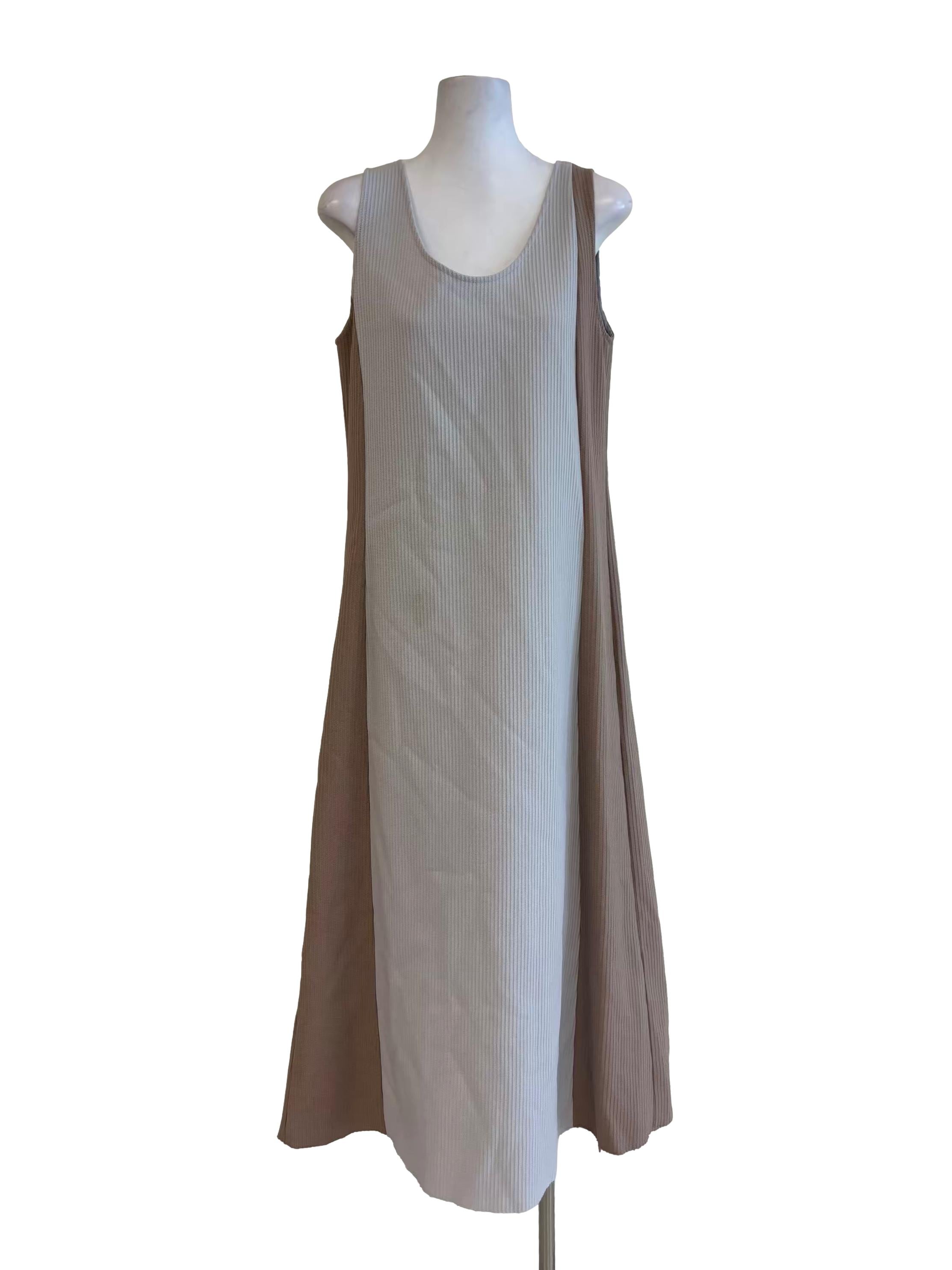 Grey Khaki Brown Sleeveless Shift Dress