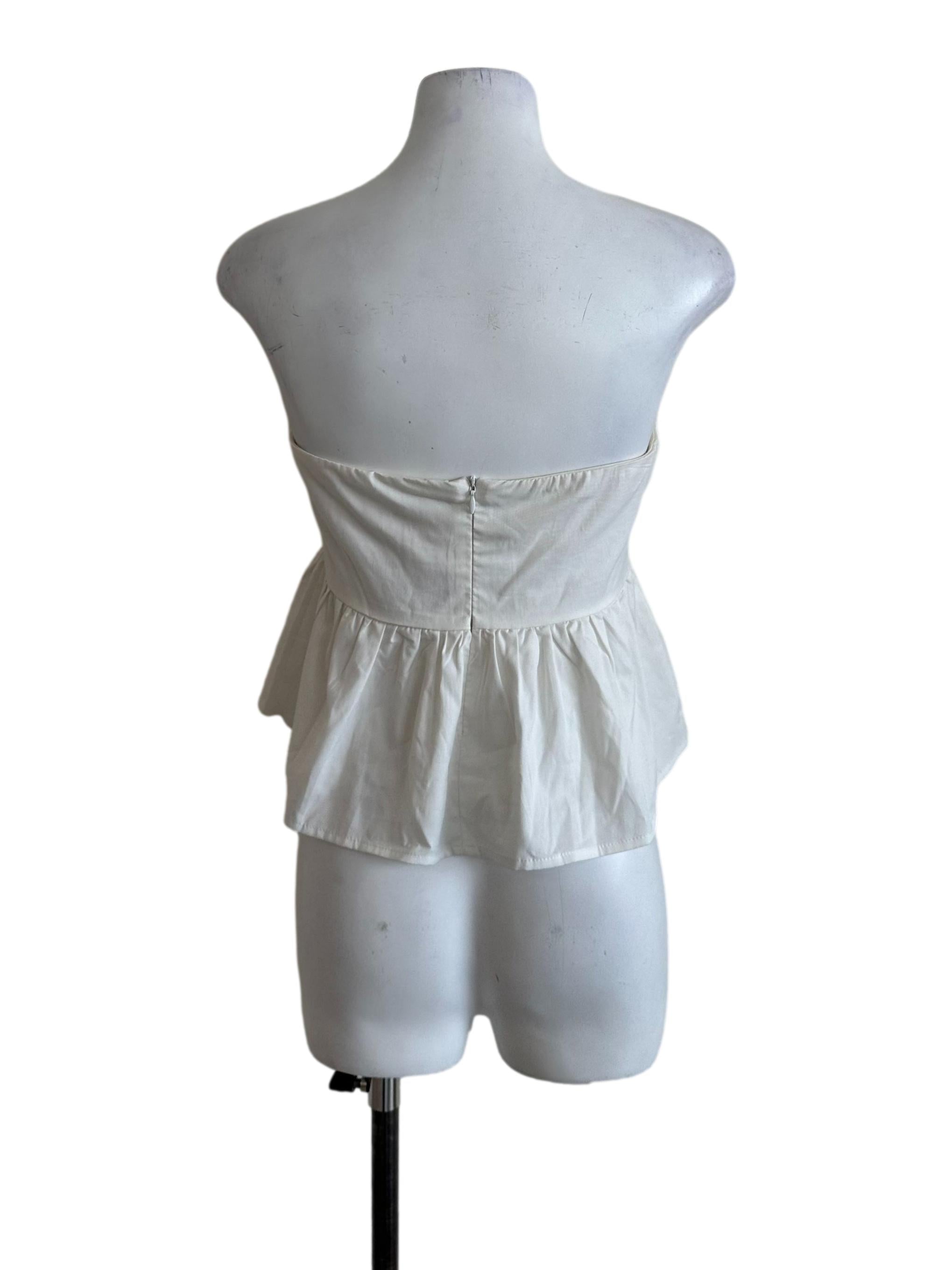 Salt White Pleated Strapless Babydoll Top