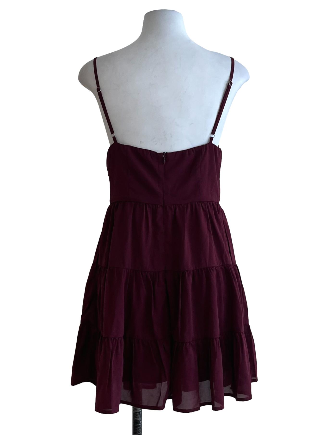 Plum Purple Sweetheart Neckline Tiered Dress