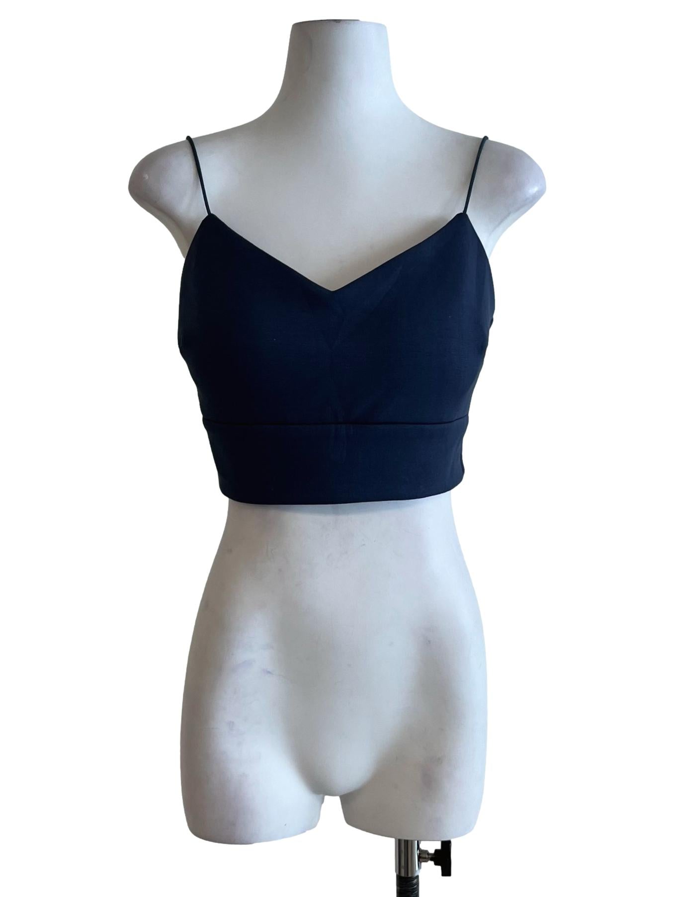 Ocean Blue V-Neckline Cropped Sleeveless Top