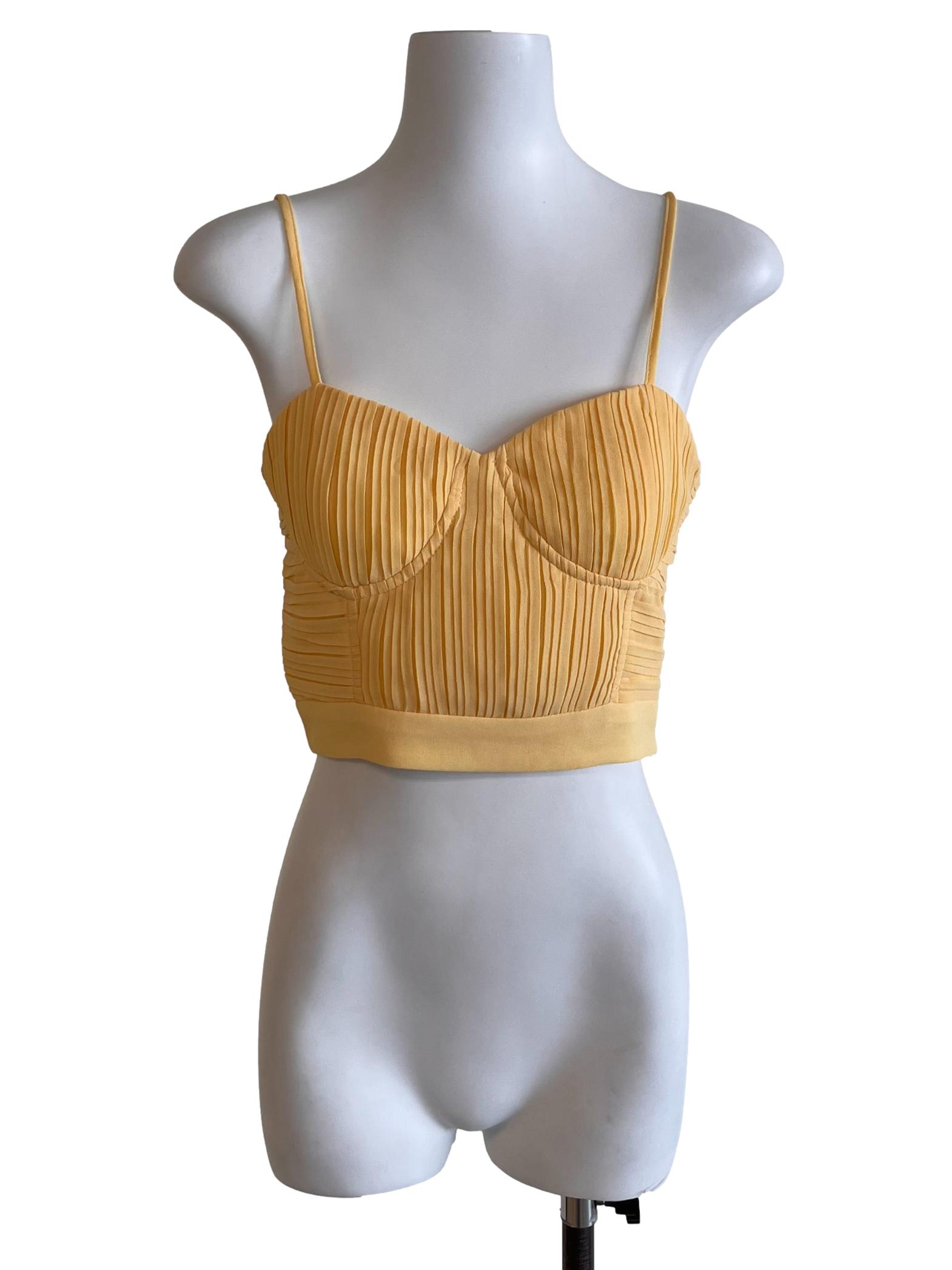 Butter Yellow Sleeveless Crop Top
