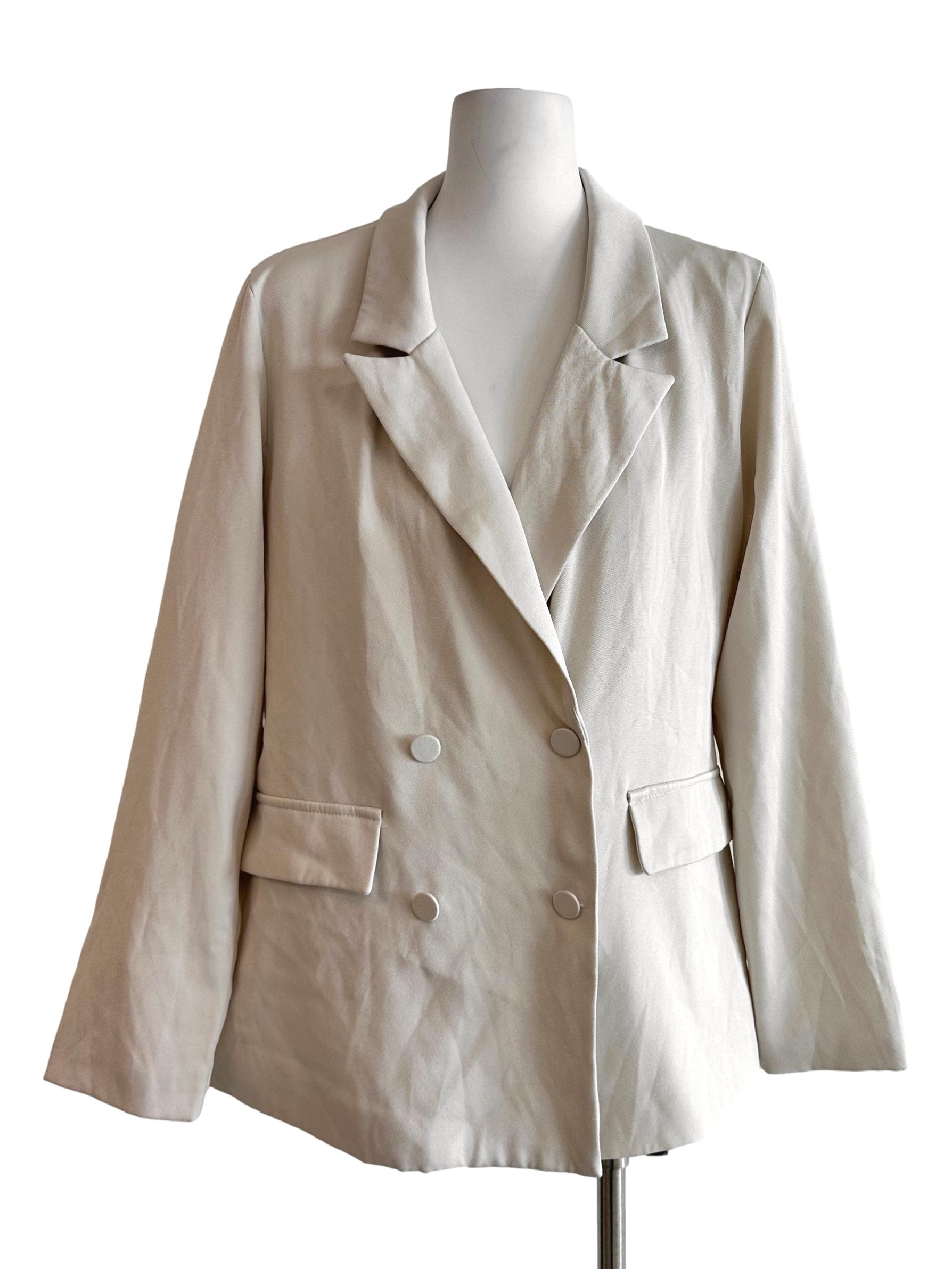 Buttermilk Beige Collar Button Blazer