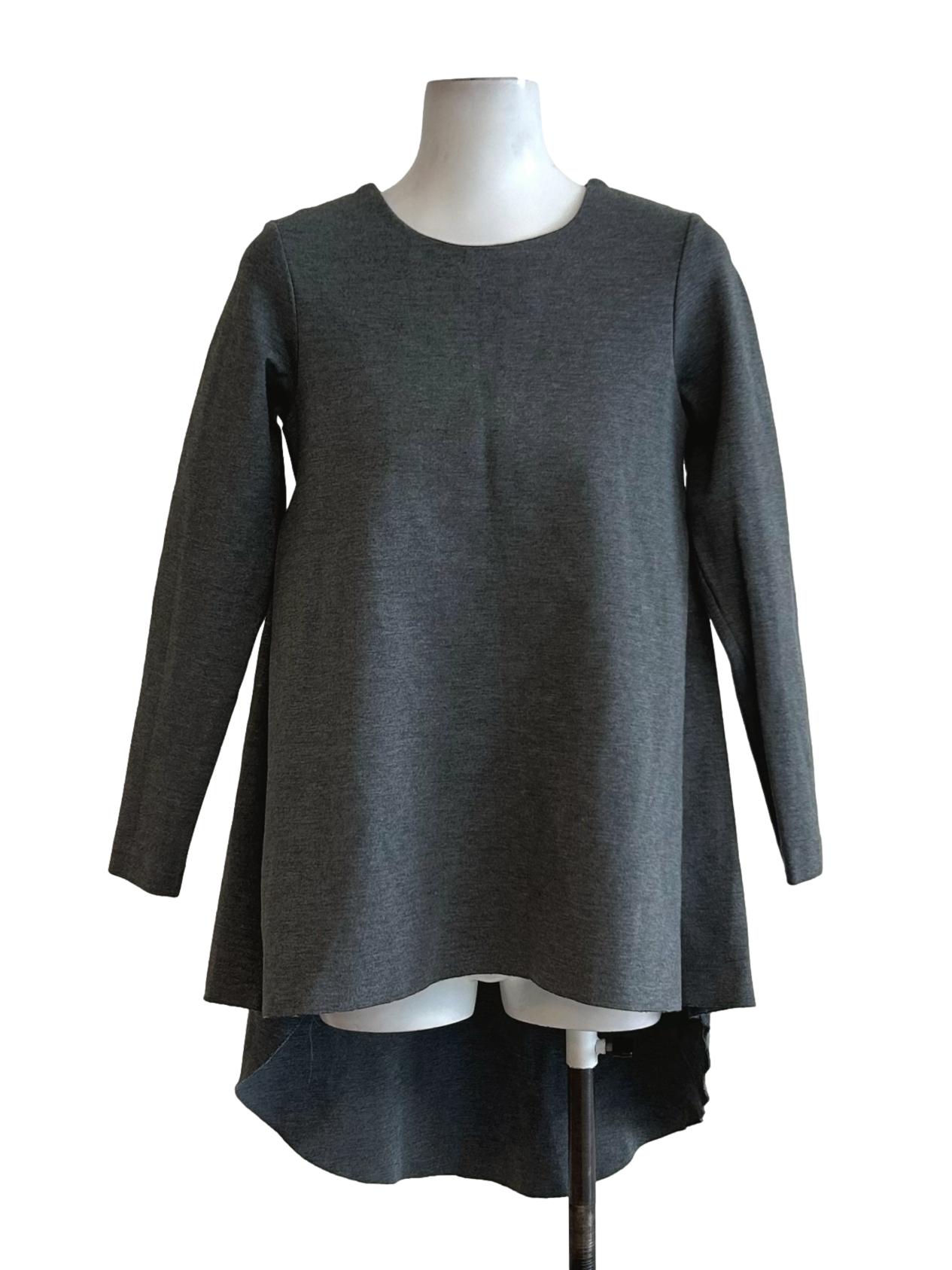 Grey Asymmetrical Longline Top
