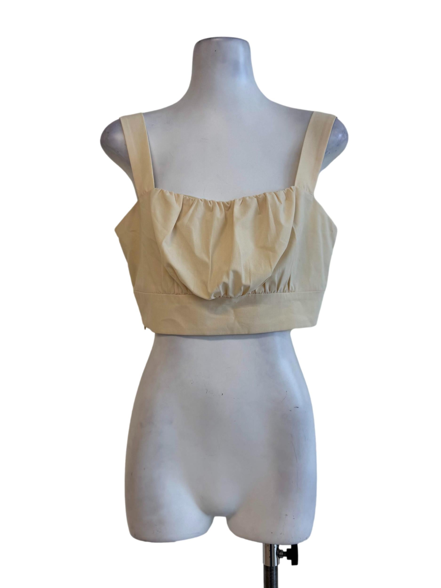Butter Yellow Bubble Crop Top