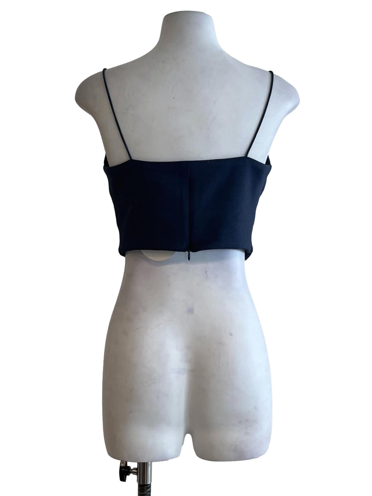 Ocean Blue V-Neckline Cropped Sleeveless Top