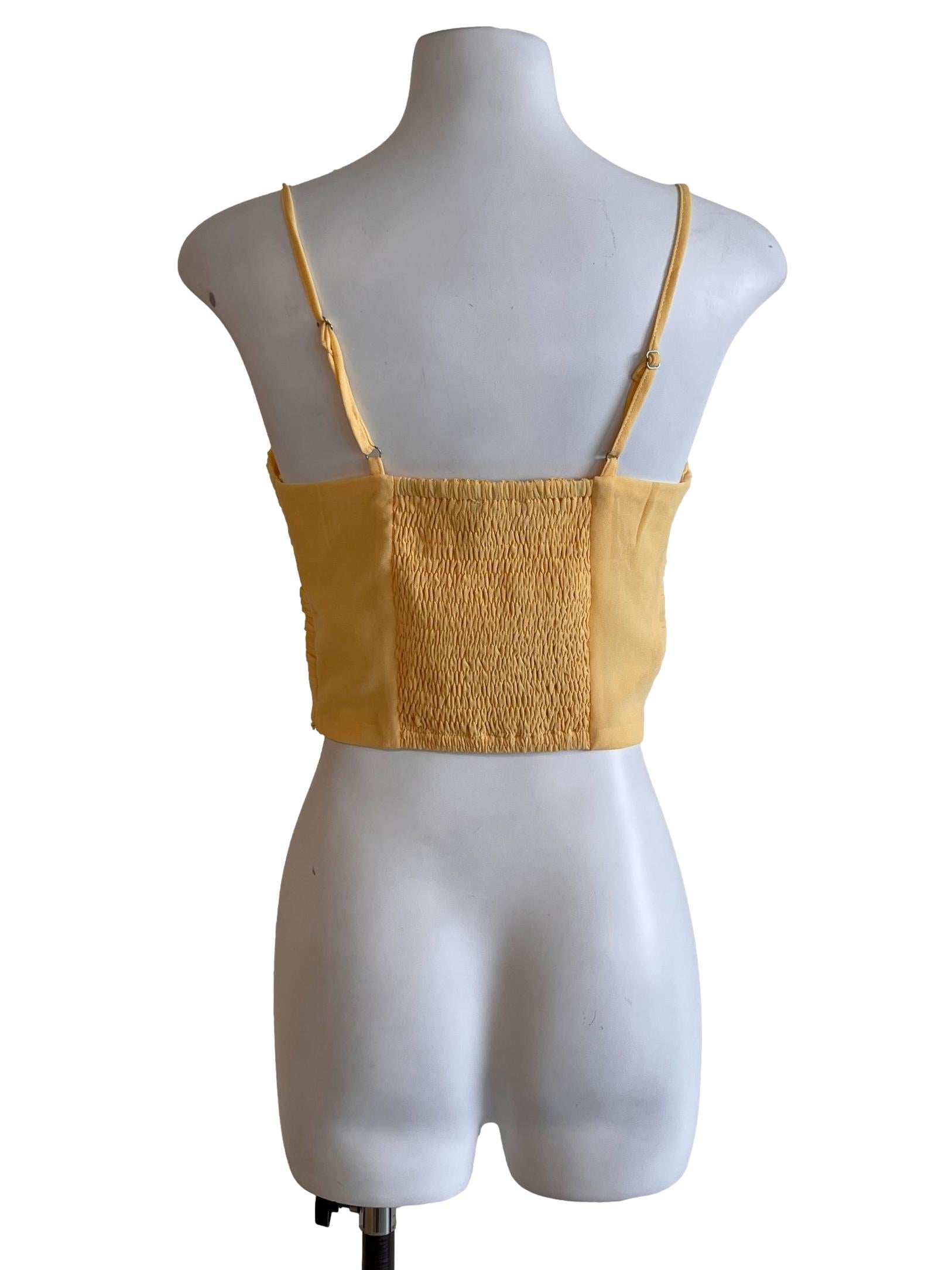 Butter Yellow Sleeveless Crop Top