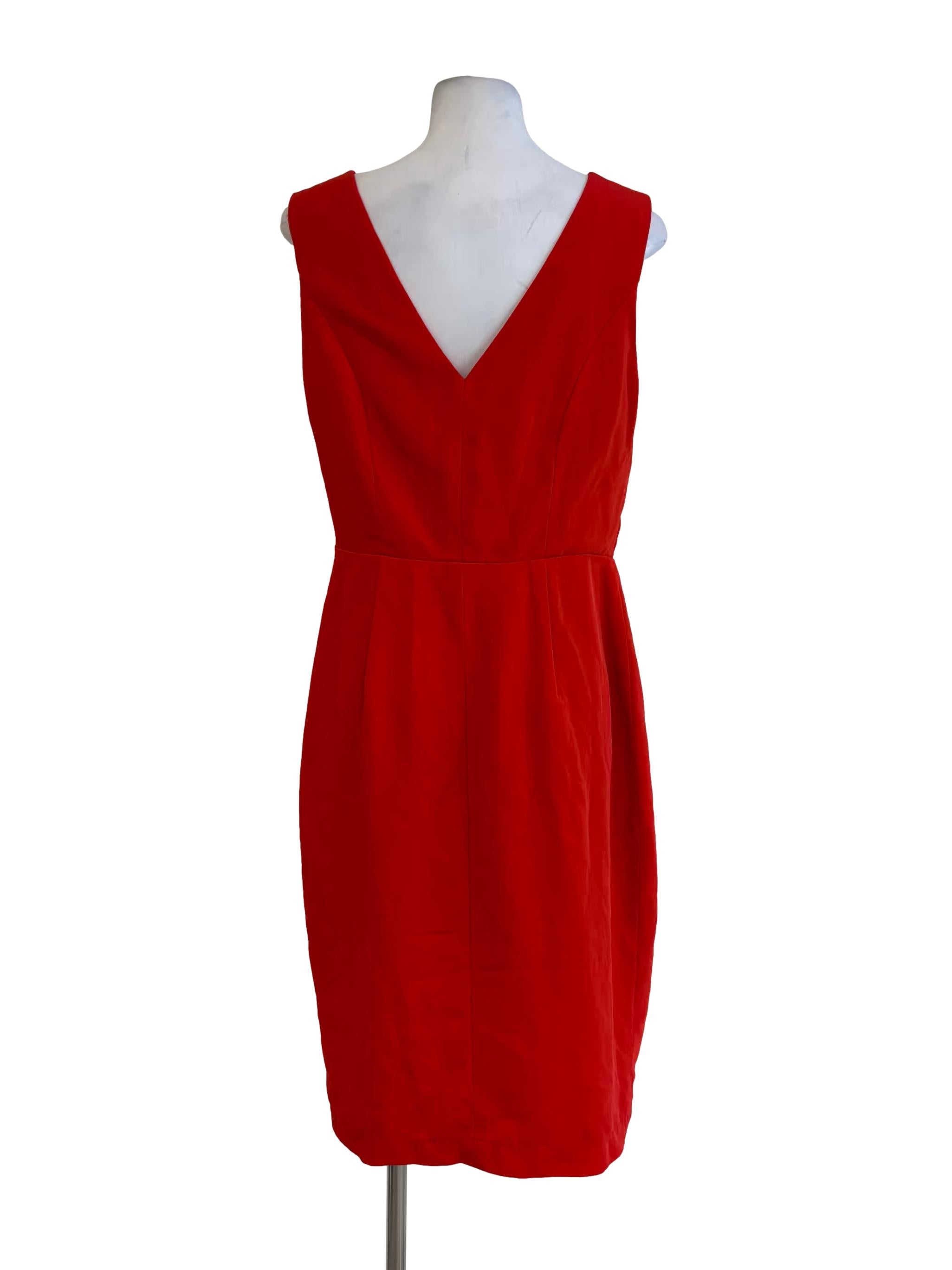 Fire Red Asymmetrical Pencil Dress