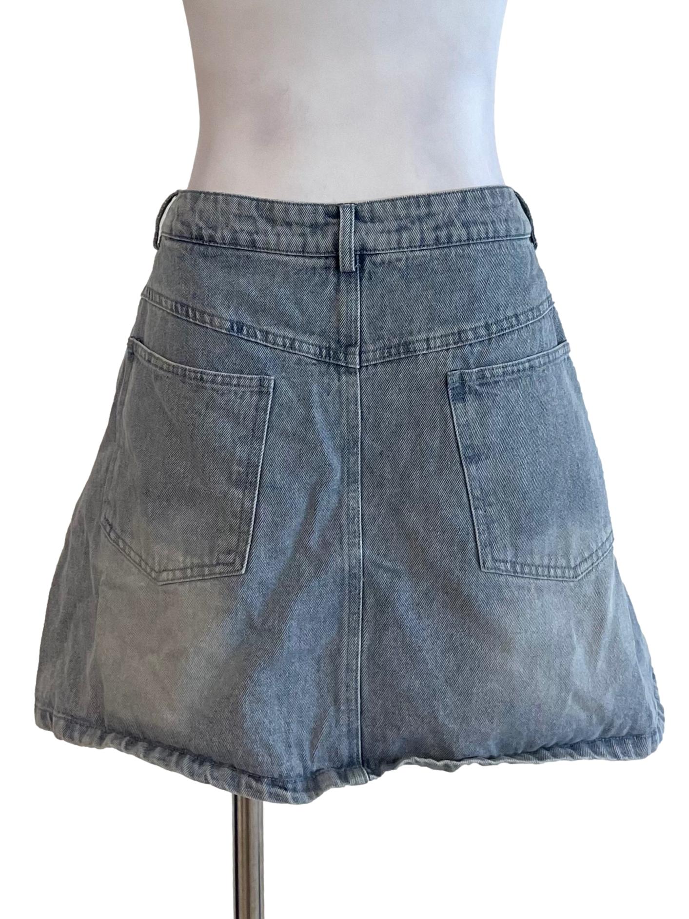 Stone Denim Pleated Skorts